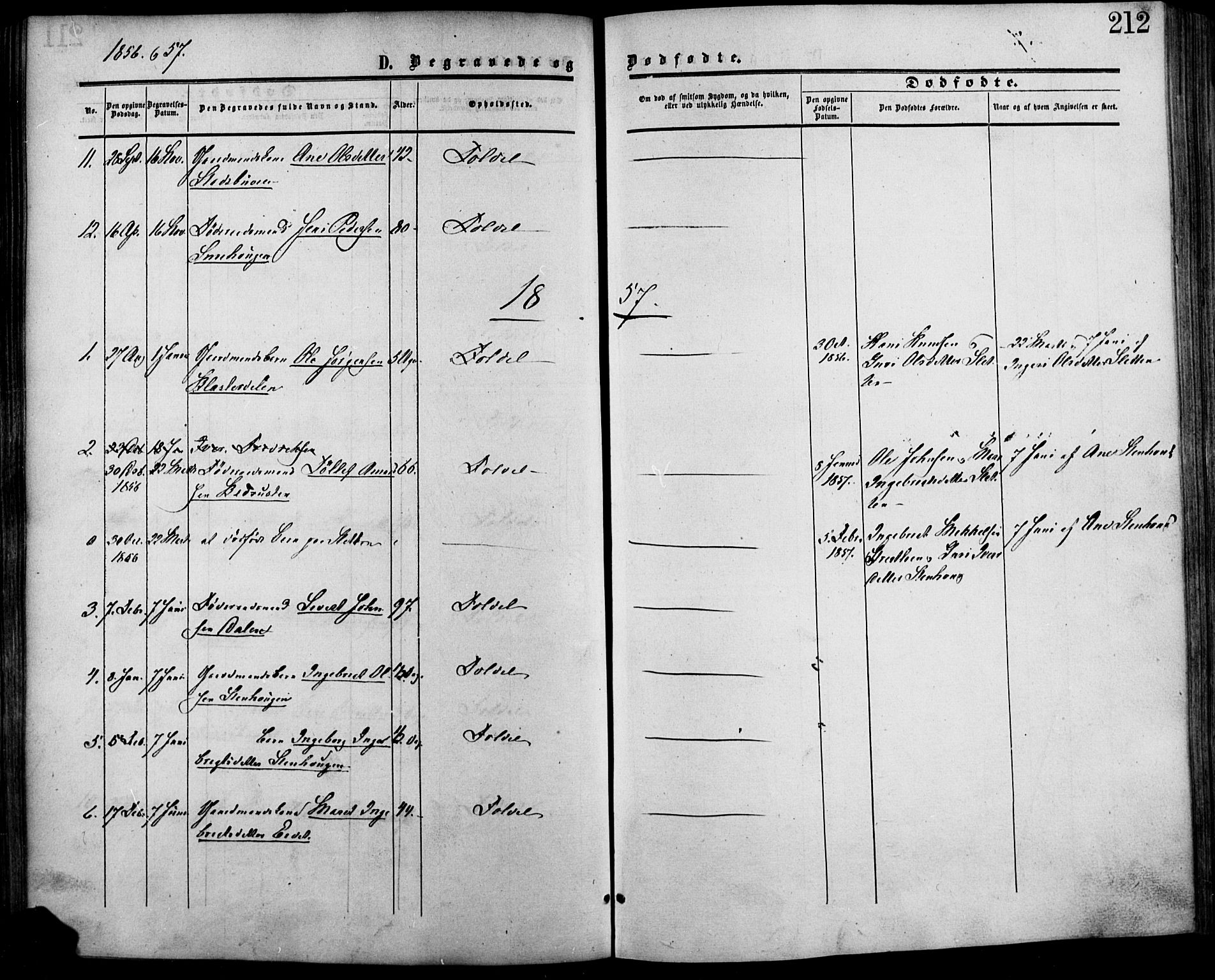Lesja prestekontor, SAH/PREST-068/H/Ha/Haa/L0007: Parish register (official) no. 7, 1854-1862, p. 212