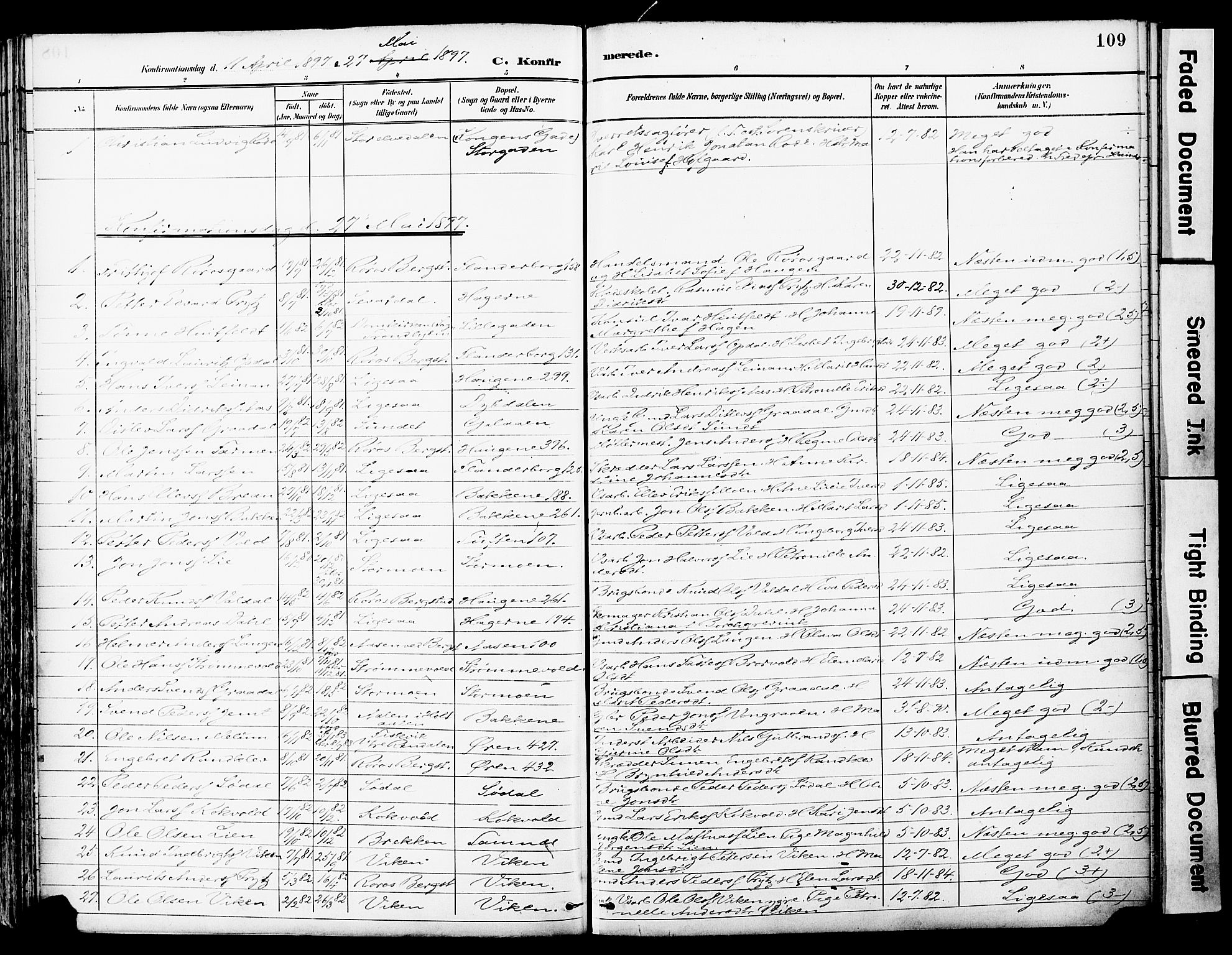 Ministerialprotokoller, klokkerbøker og fødselsregistre - Sør-Trøndelag, SAT/A-1456/681/L0935: Parish register (official) no. 681A13, 1890-1898, p. 109