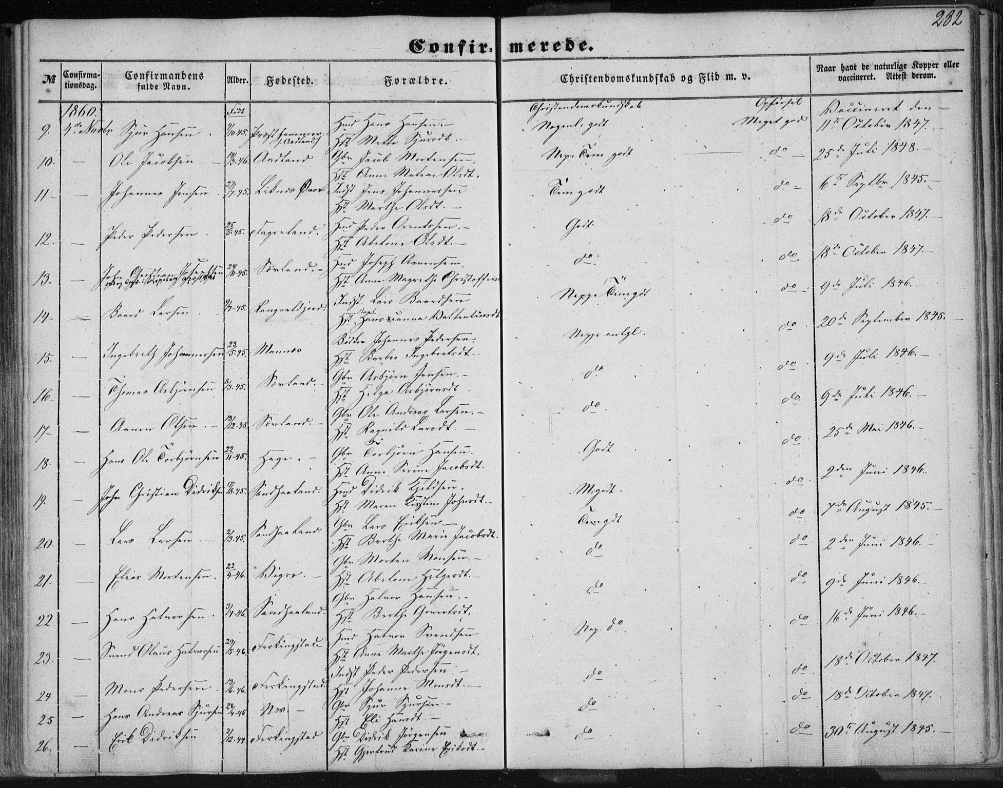 Skudenes sokneprestkontor, AV/SAST-A -101849/H/Ha/Haa/L0004: Parish register (official) no. A 3.1, 1847-1863, p. 282