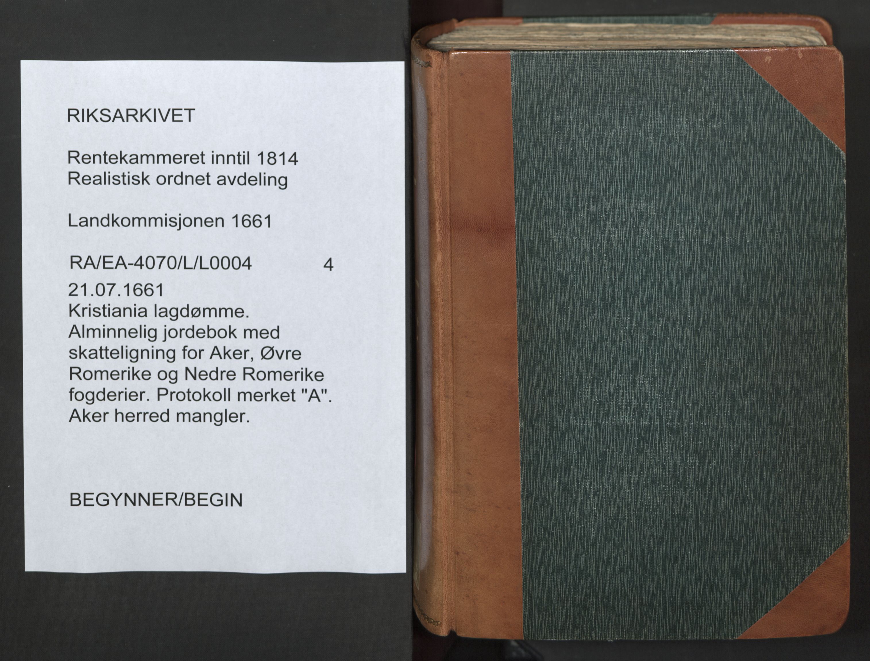 Rentekammeret inntil 1814, Realistisk ordnet avdeling, AV/RA-EA-4070/L/L0004: Kristiania lagdømme. Alminnelig jordebok med skatteligning for Aker, Øvre Romerike og Nedre Romerike fogderier., 1661