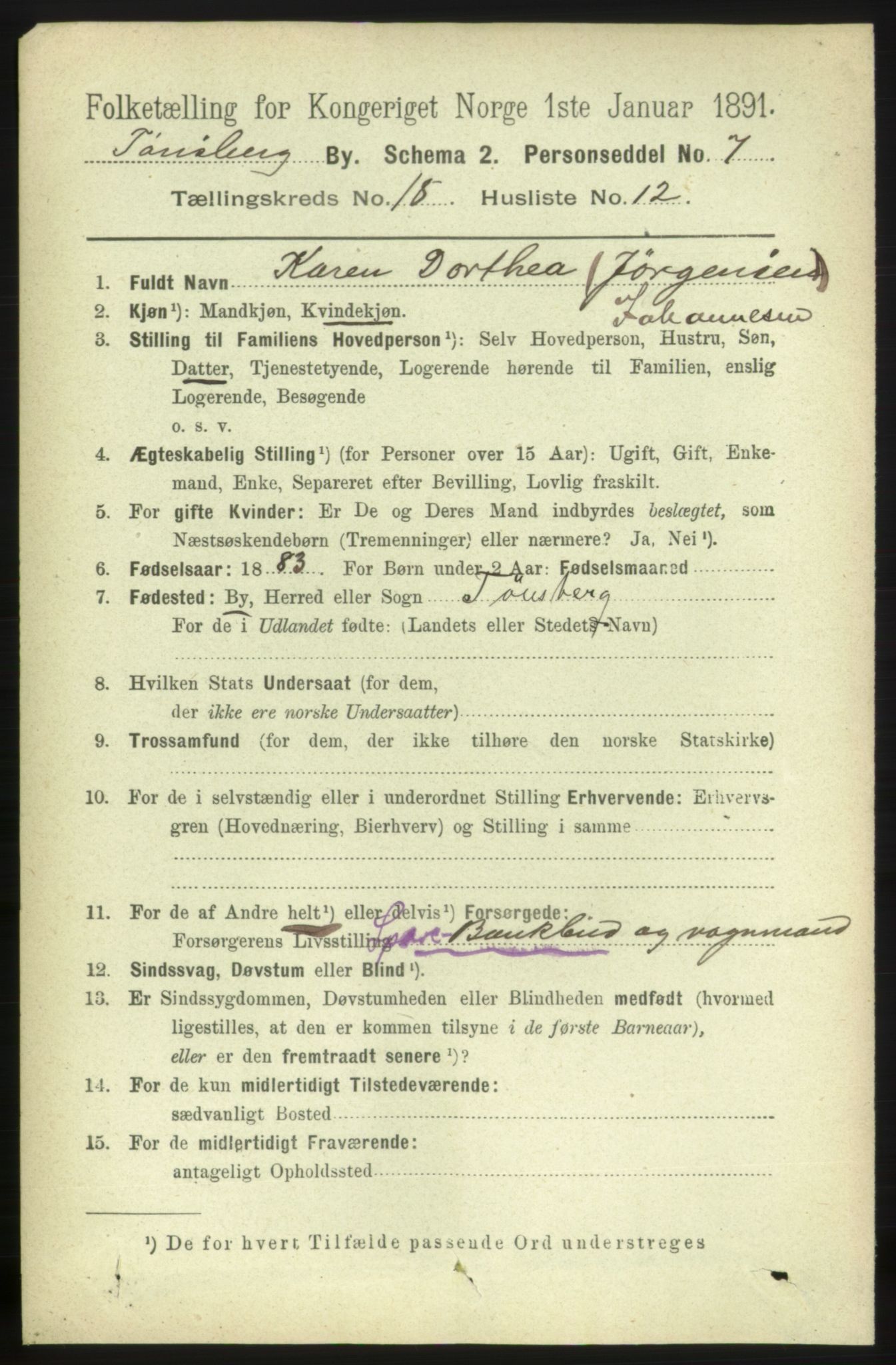 RA, 1891 census for 0705 Tønsberg, 1891, p. 5214