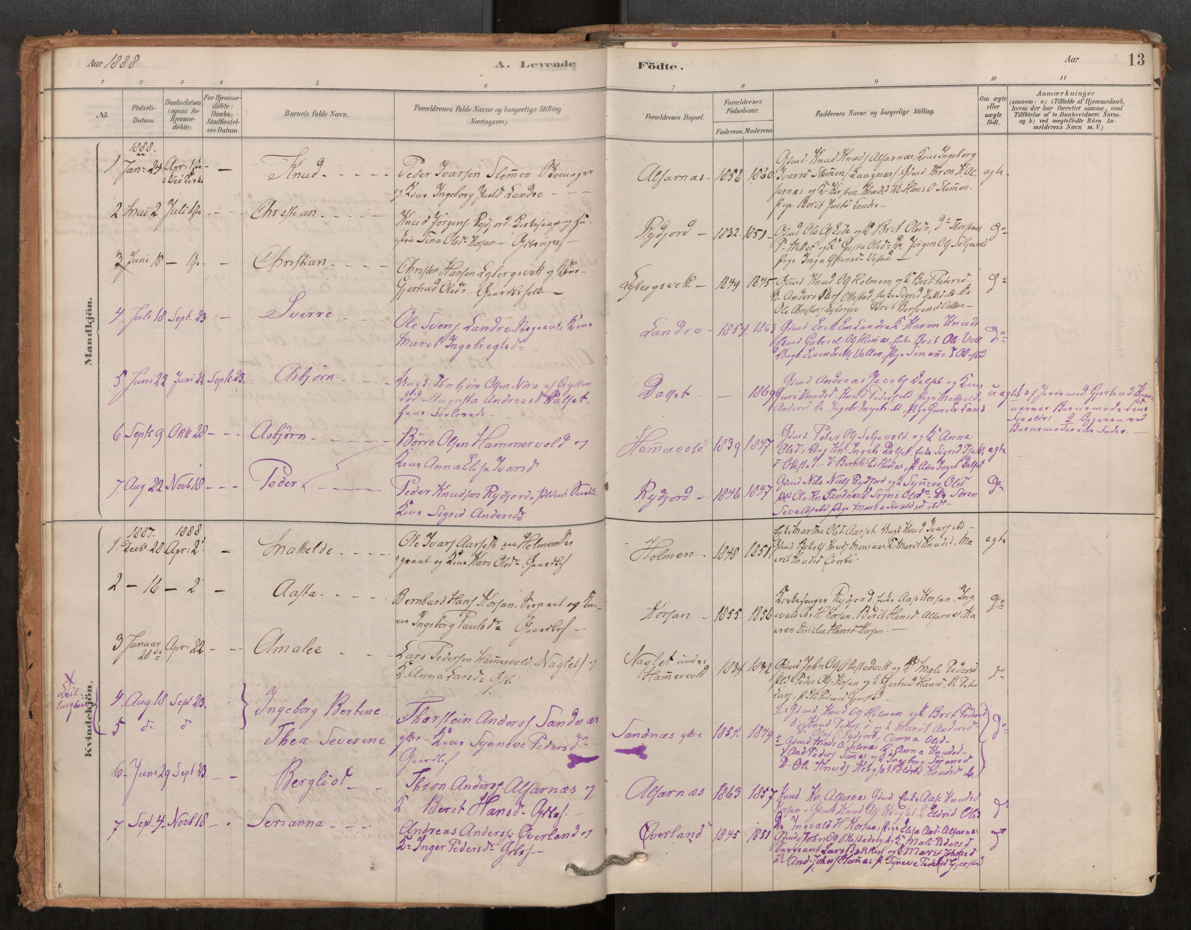 Ministerialprotokoller, klokkerbøker og fødselsregistre - Møre og Romsdal, AV/SAT-A-1454/548/L0615: Parish register (official) no. 548A02, 1878-1906, p. 13