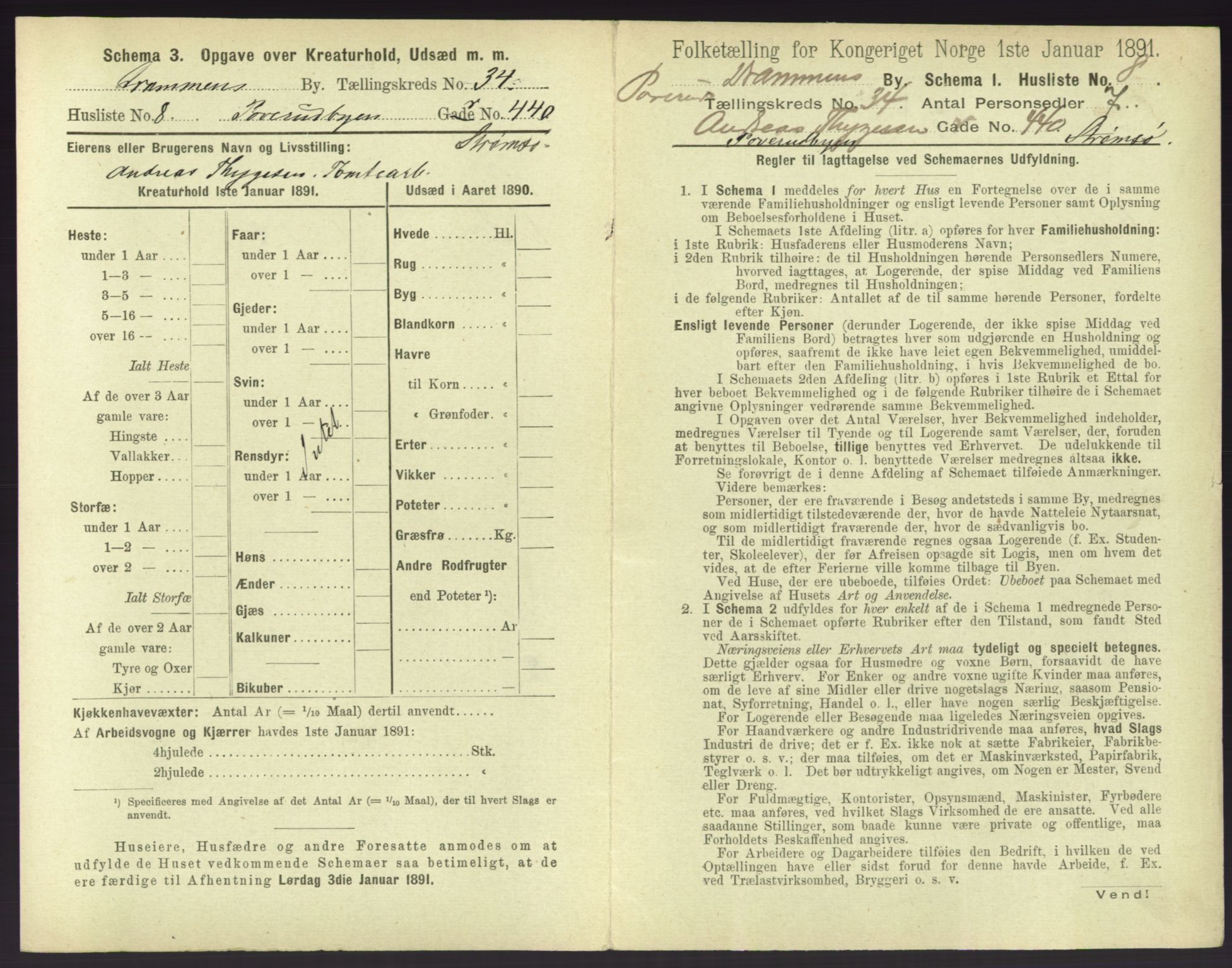 RA, 1891 census for 0602 Drammen, 1891, p. 3009