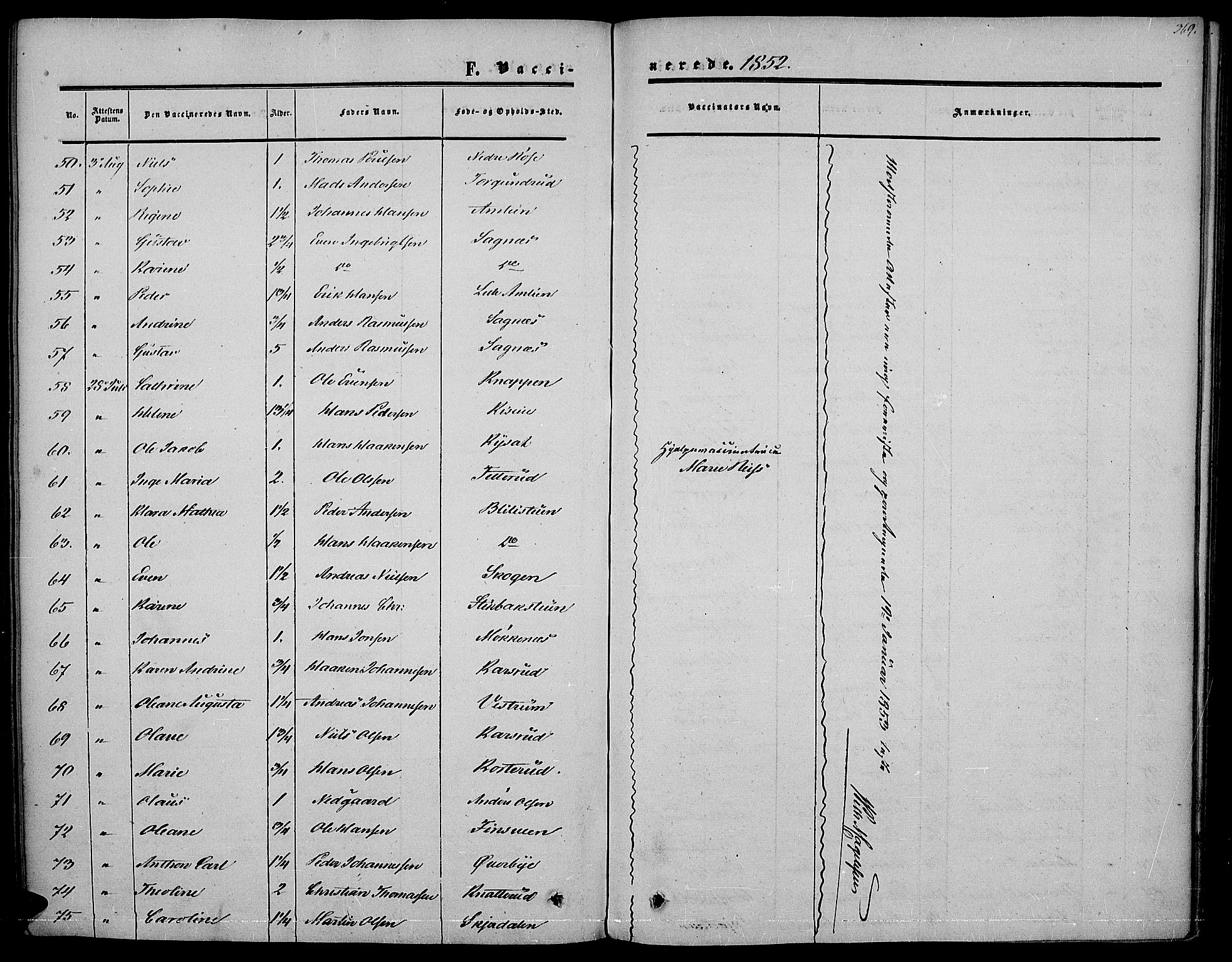 Vestre Toten prestekontor, AV/SAH-PREST-108/H/Ha/Haa/L0005: Parish register (official) no. 5, 1850-1855, p. 369