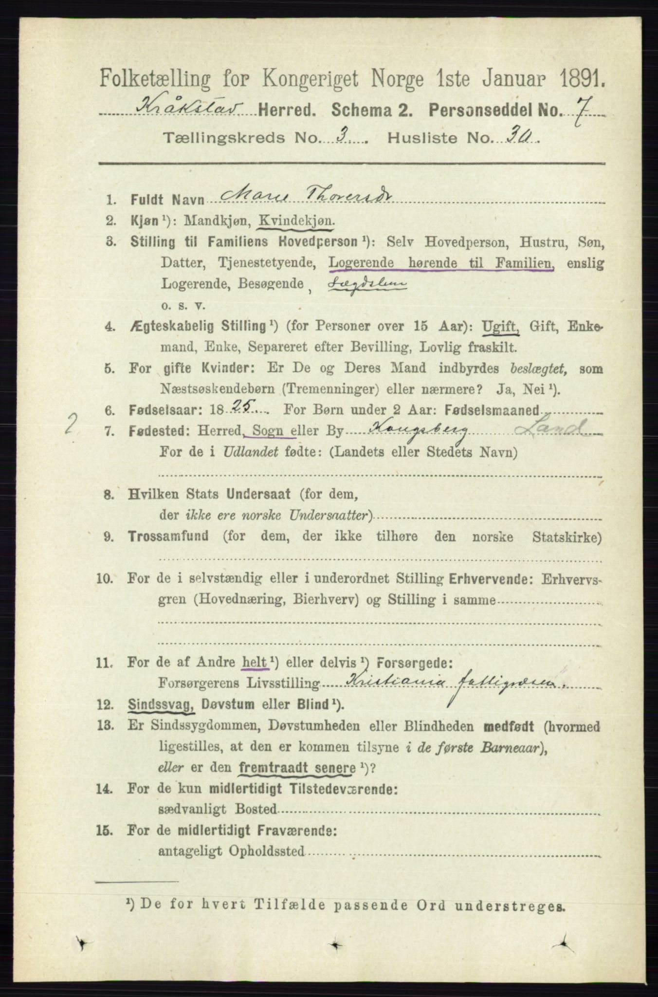 RA, 1891 census for 0212 Kråkstad, 1891, p. 1379