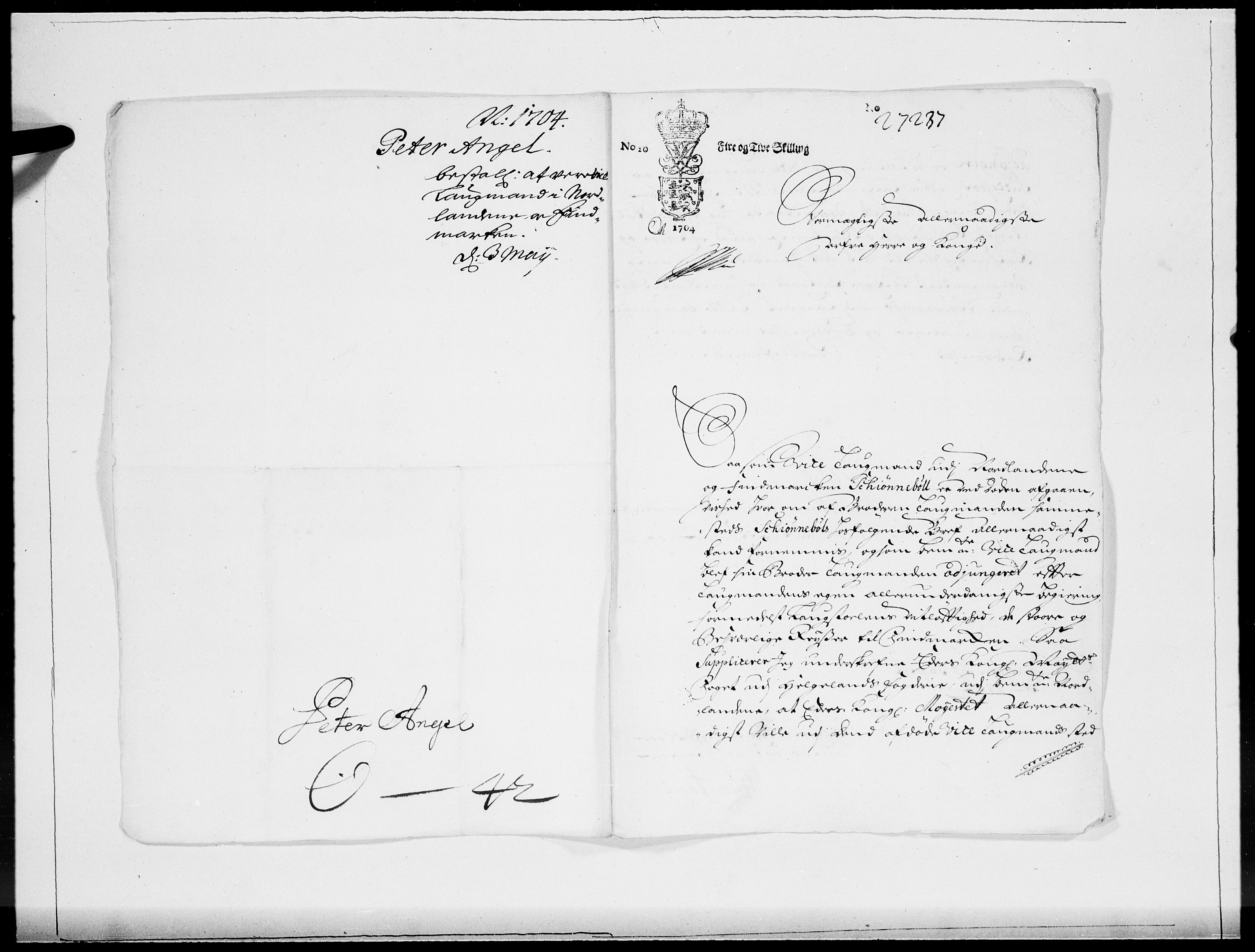 Danske Kanselli 1572-1799, AV/RA-EA-3023/F/Fc/Fcc/Fcca/L0057: Norske innlegg 1572-1799, 1704, p. 16