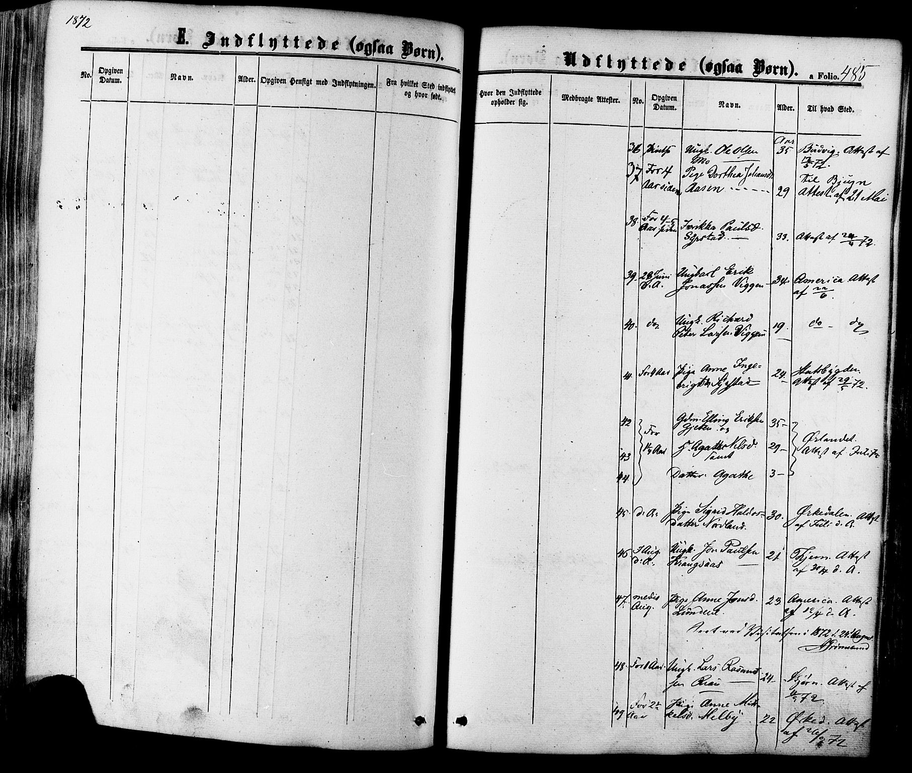 Ministerialprotokoller, klokkerbøker og fødselsregistre - Sør-Trøndelag, SAT/A-1456/665/L0772: Parish register (official) no. 665A07, 1856-1878, p. 485