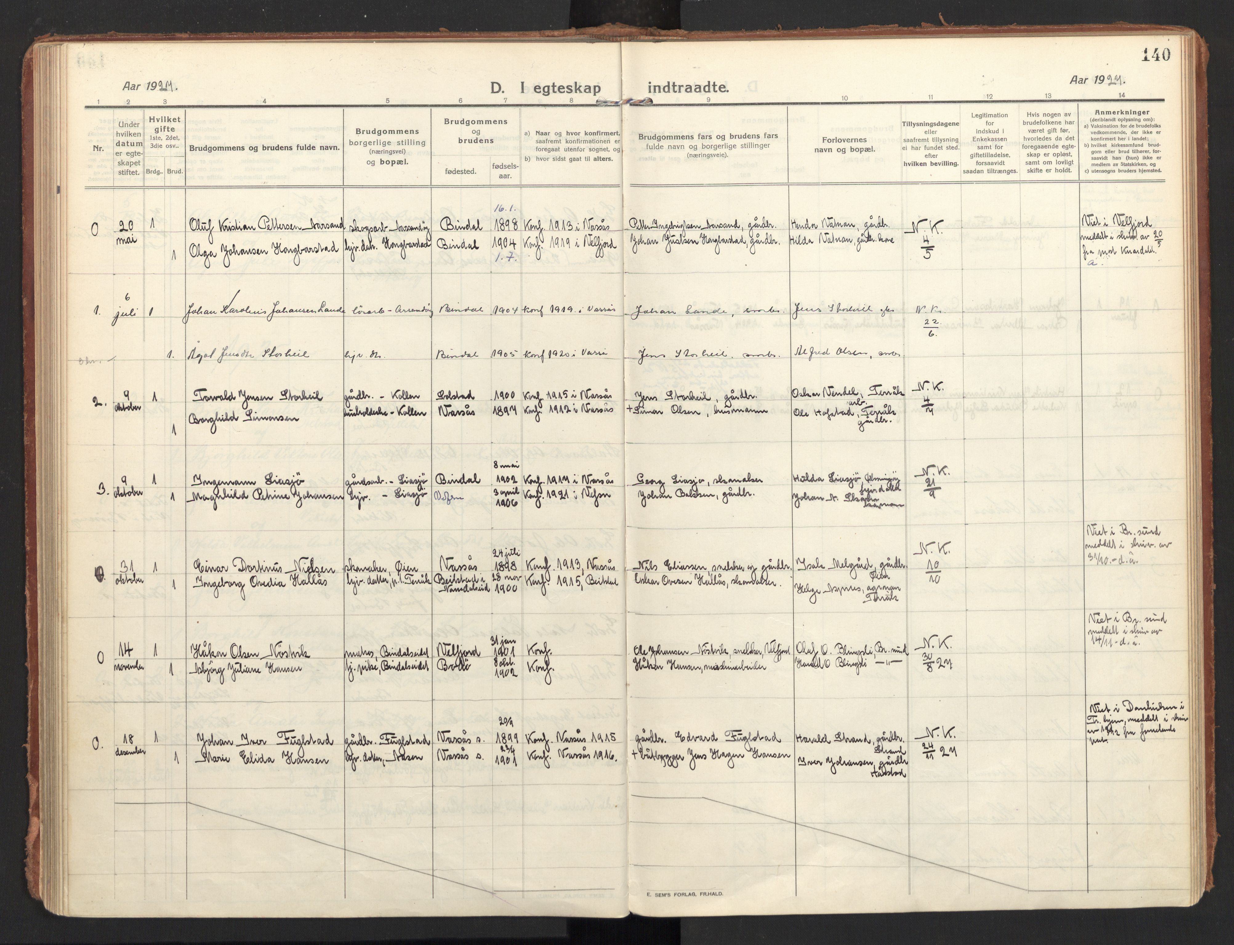 Ministerialprotokoller, klokkerbøker og fødselsregistre - Nordland, SAT/A-1459/810/L0156: Parish register (official) no. 810A15, 1915-1930, p. 140