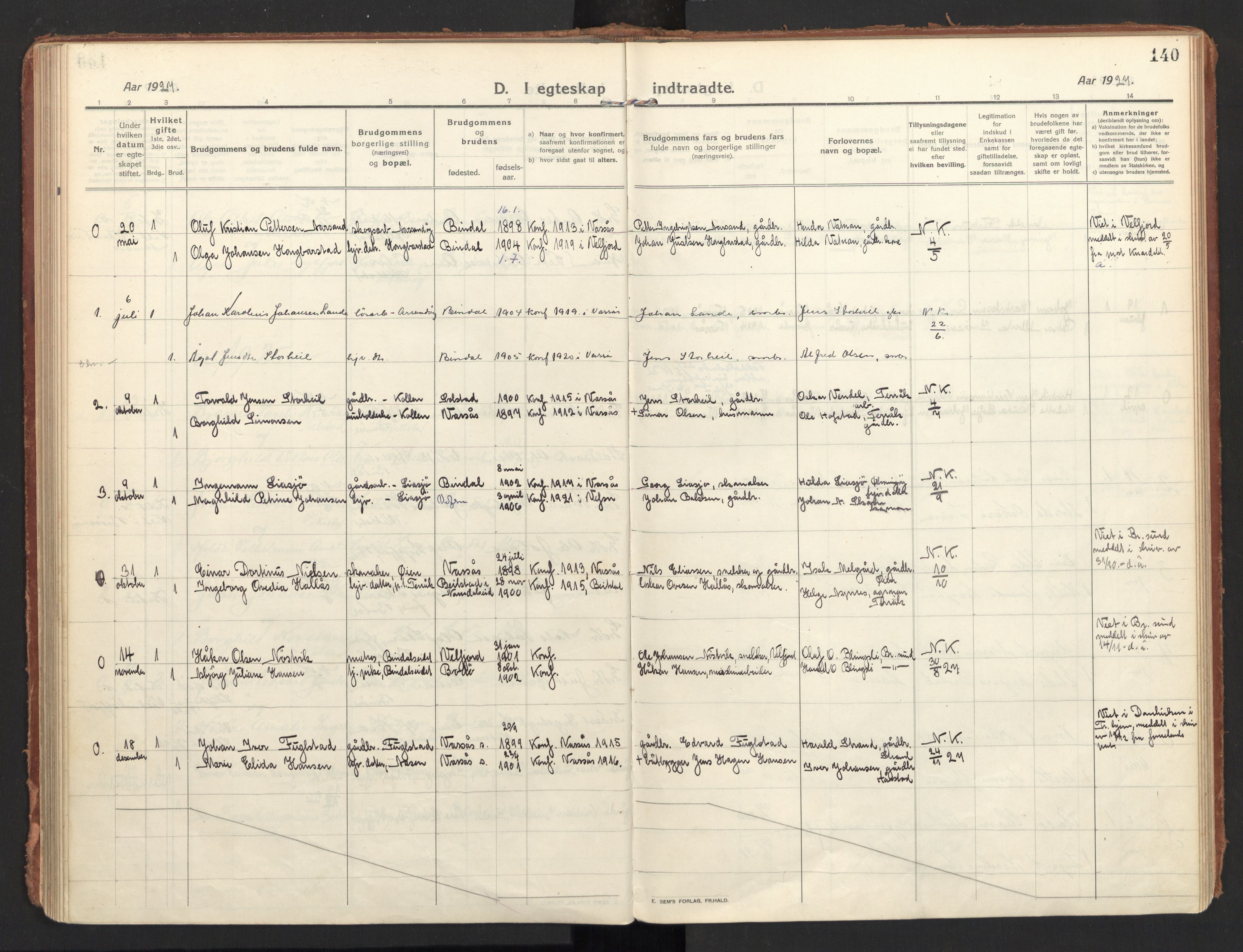 Ministerialprotokoller, klokkerbøker og fødselsregistre - Nordland, AV/SAT-A-1459/810/L0156: Parish register (official) no. 810A15, 1915-1930, p. 140