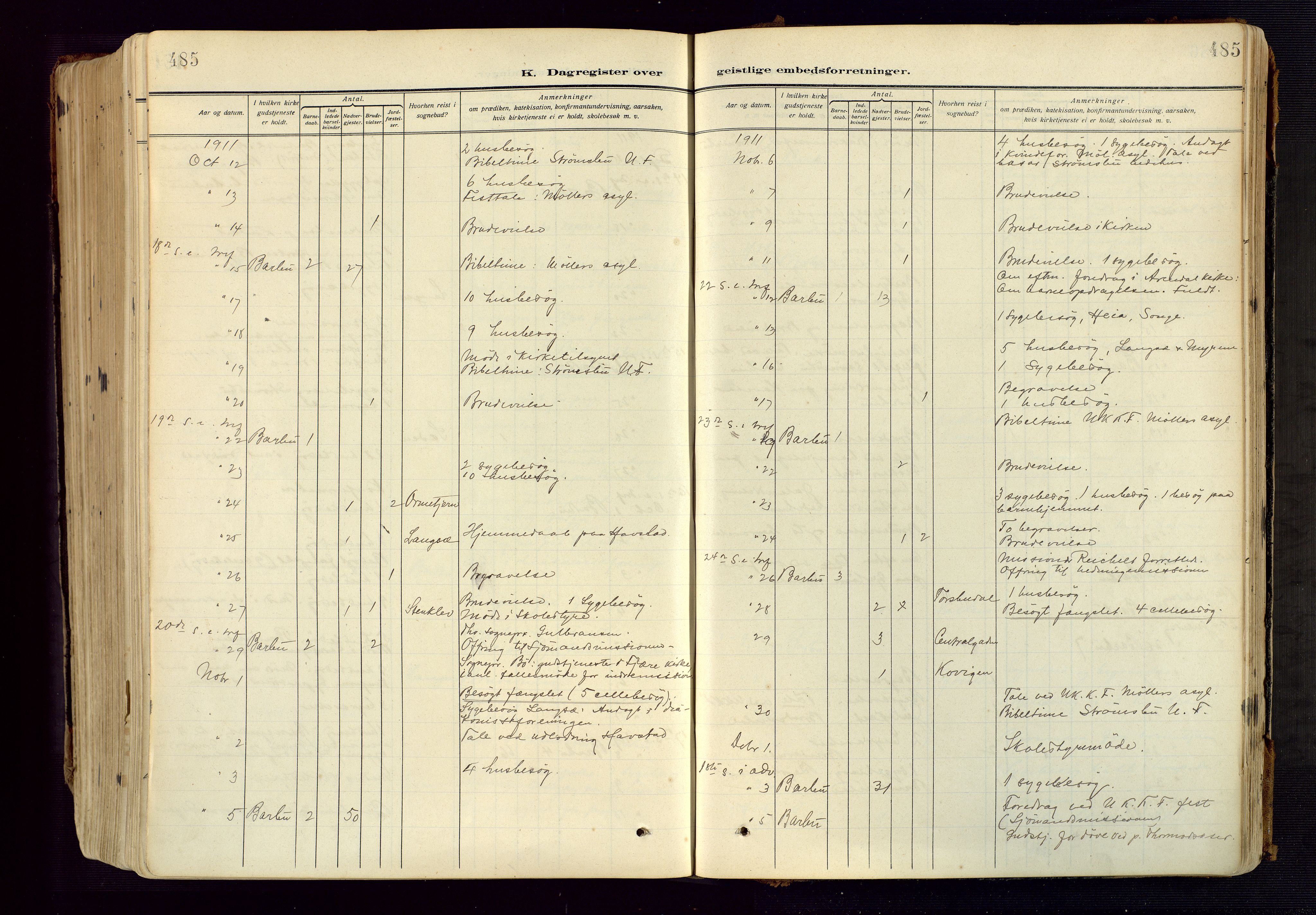 Barbu sokneprestkontor, AV/SAK-1111-0003/F/Fa/L0006: Parish register (official) no. A 6, 1910-1929, p. 485