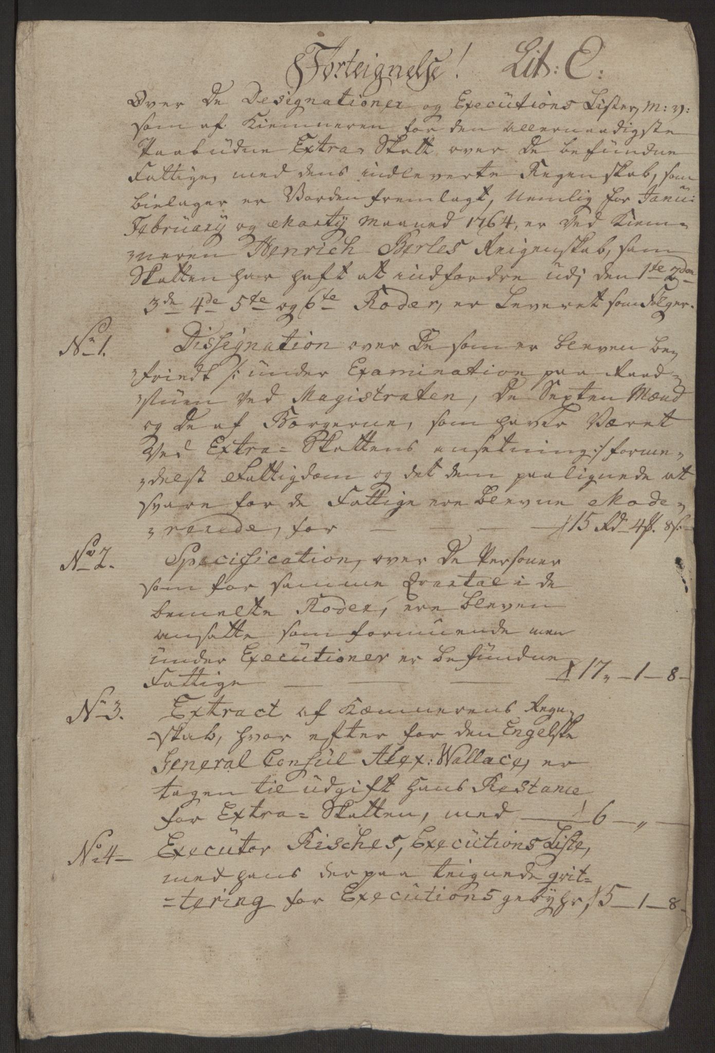 Rentekammeret inntil 1814, Reviderte regnskaper, Byregnskaper, AV/RA-EA-4066/R/Rp/L0367/0001: [P21] Kontribusjonsregnskap / Ekstraskatt, 1764, p. 86