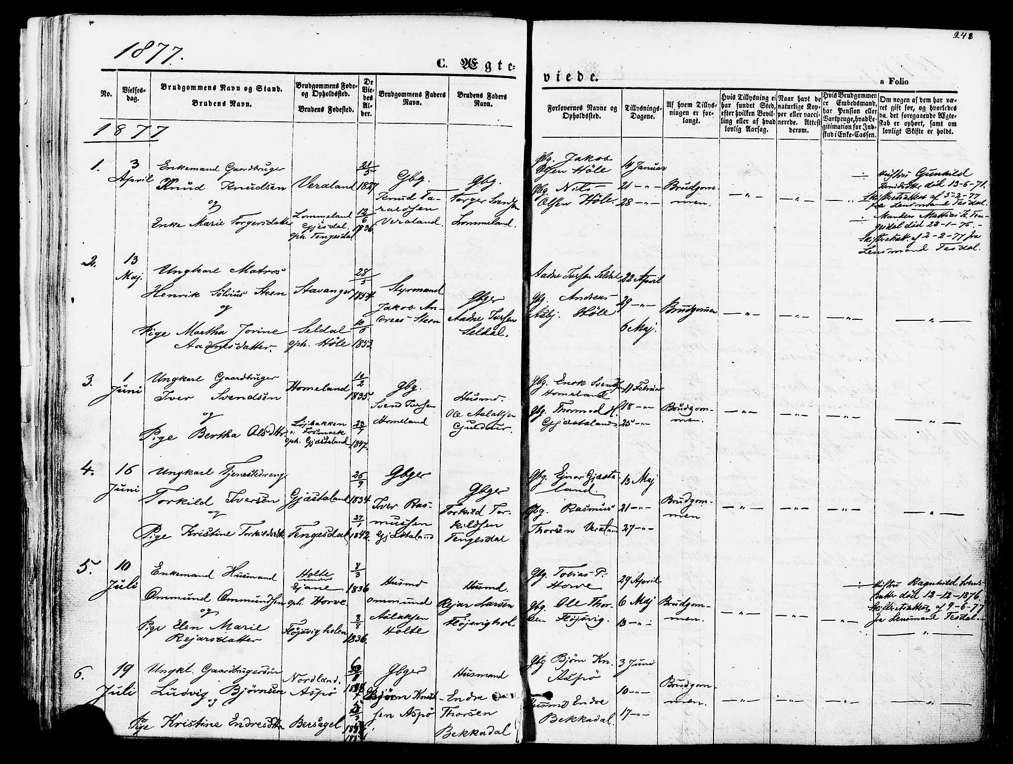 Høgsfjord sokneprestkontor, SAST/A-101624/H/Ha/Haa/L0002: Parish register (official) no. A 2, 1855-1885, p. 248