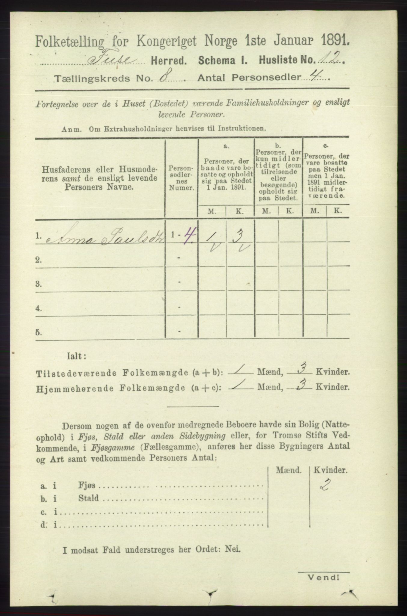 RA, 1891 census for 1241 Fusa, 1891, p. 1555