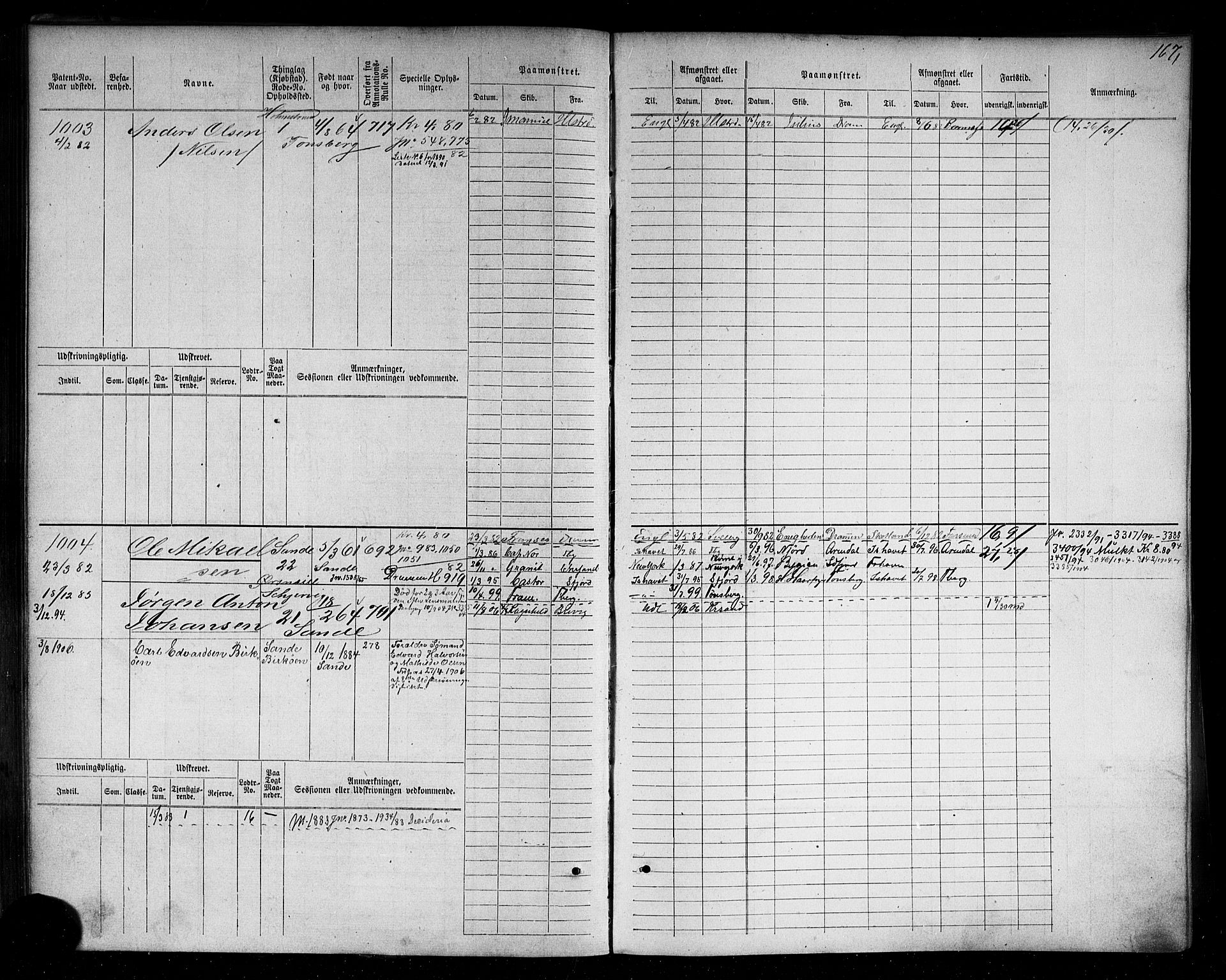 Holmestrand innrulleringskontor, SAKO/A-1151/F/Fc/L0004: Hovedrulle, 1872-1913, p. 205