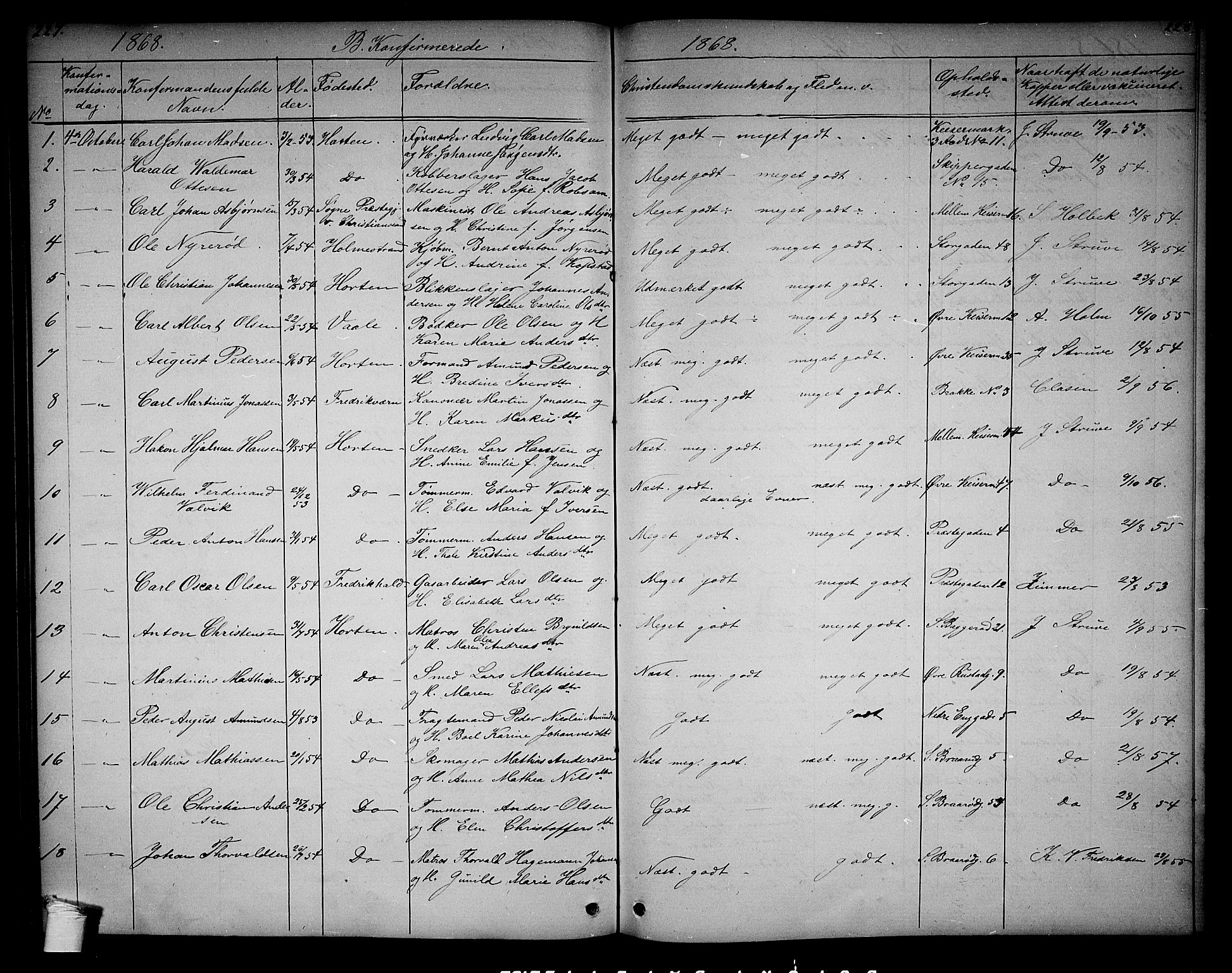 Horten kirkebøker, AV/SAKO-A-348/G/Ga/L0002: Parish register (copy) no. 2, 1864-1871, p. 227-228