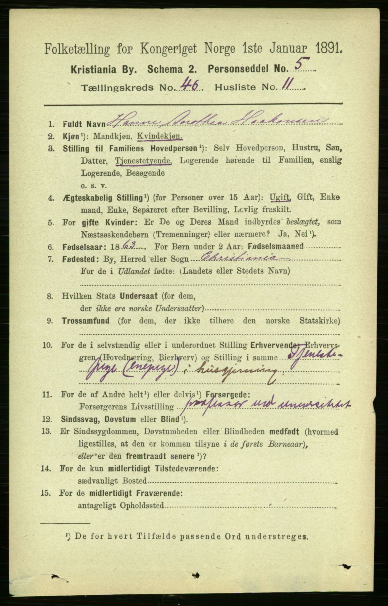 RA, 1891 census for 0301 Kristiania, 1891, p. 28166