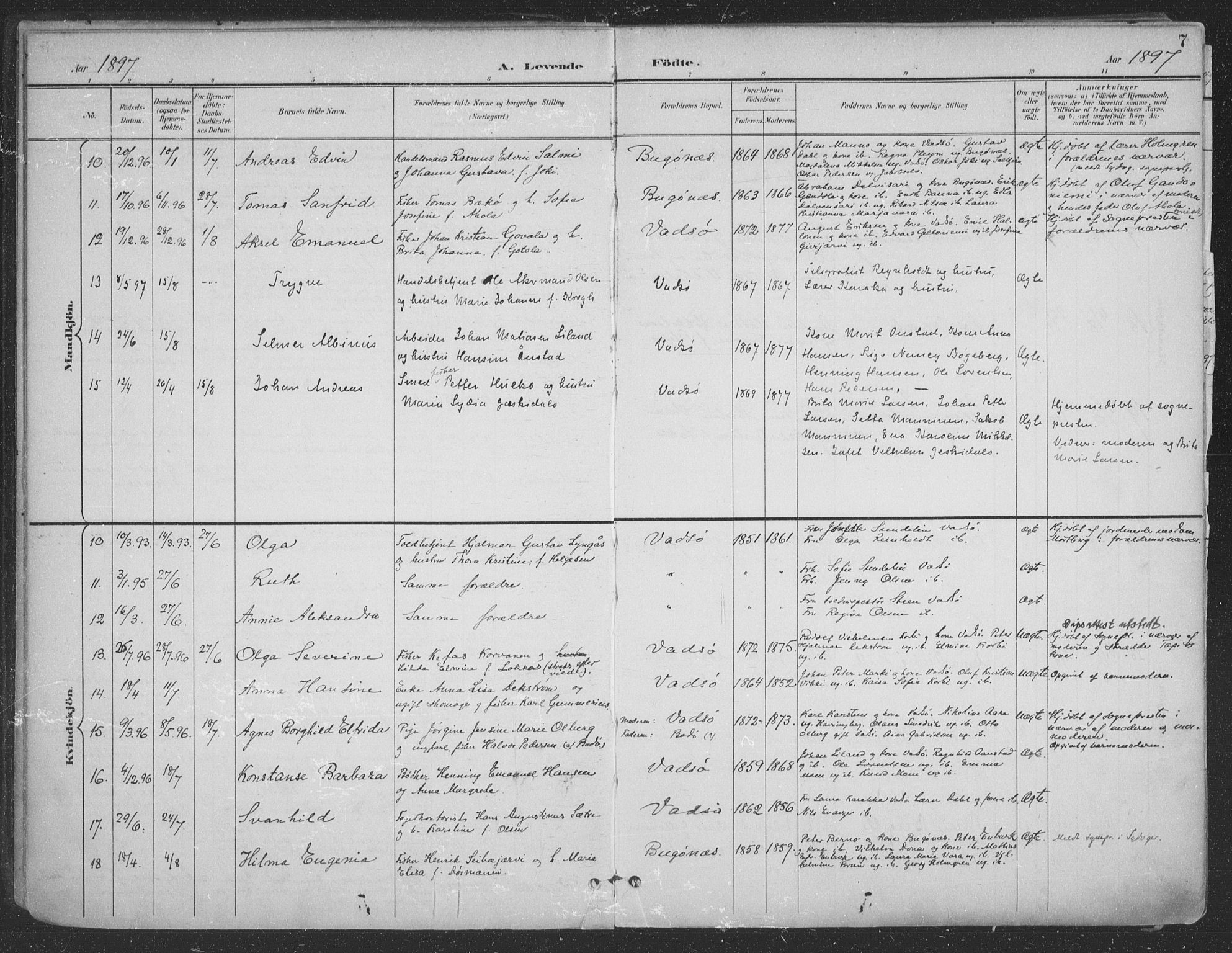 Vadsø sokneprestkontor, SATØ/S-1325/H/Ha/L0007kirke: Parish register (official) no. 7, 1896-1916, p. 7