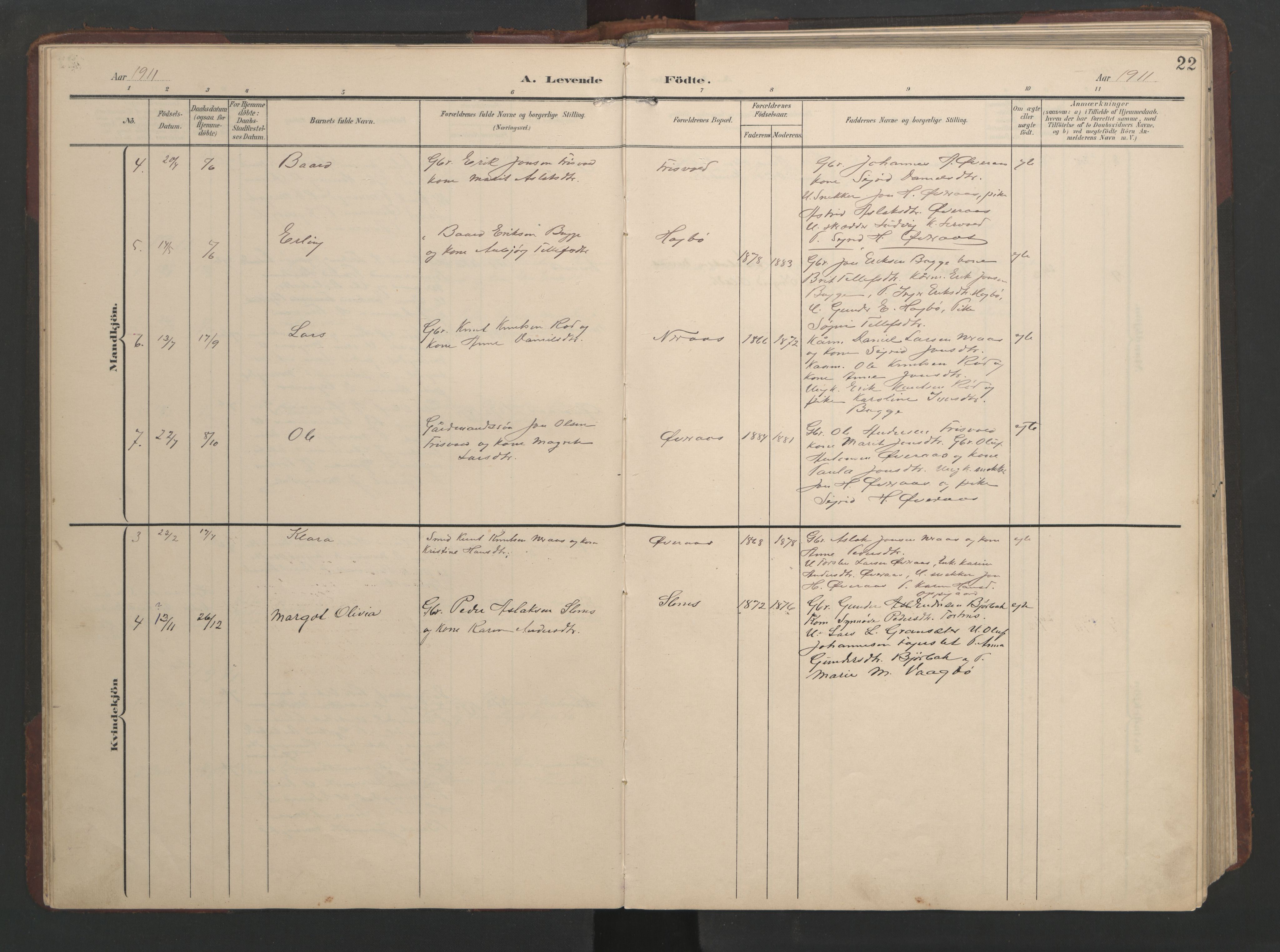 Ministerialprotokoller, klokkerbøker og fødselsregistre - Møre og Romsdal, SAT/A-1454/552/L0639: Parish register (copy) no. 552C02, 1903-1960, p. 22