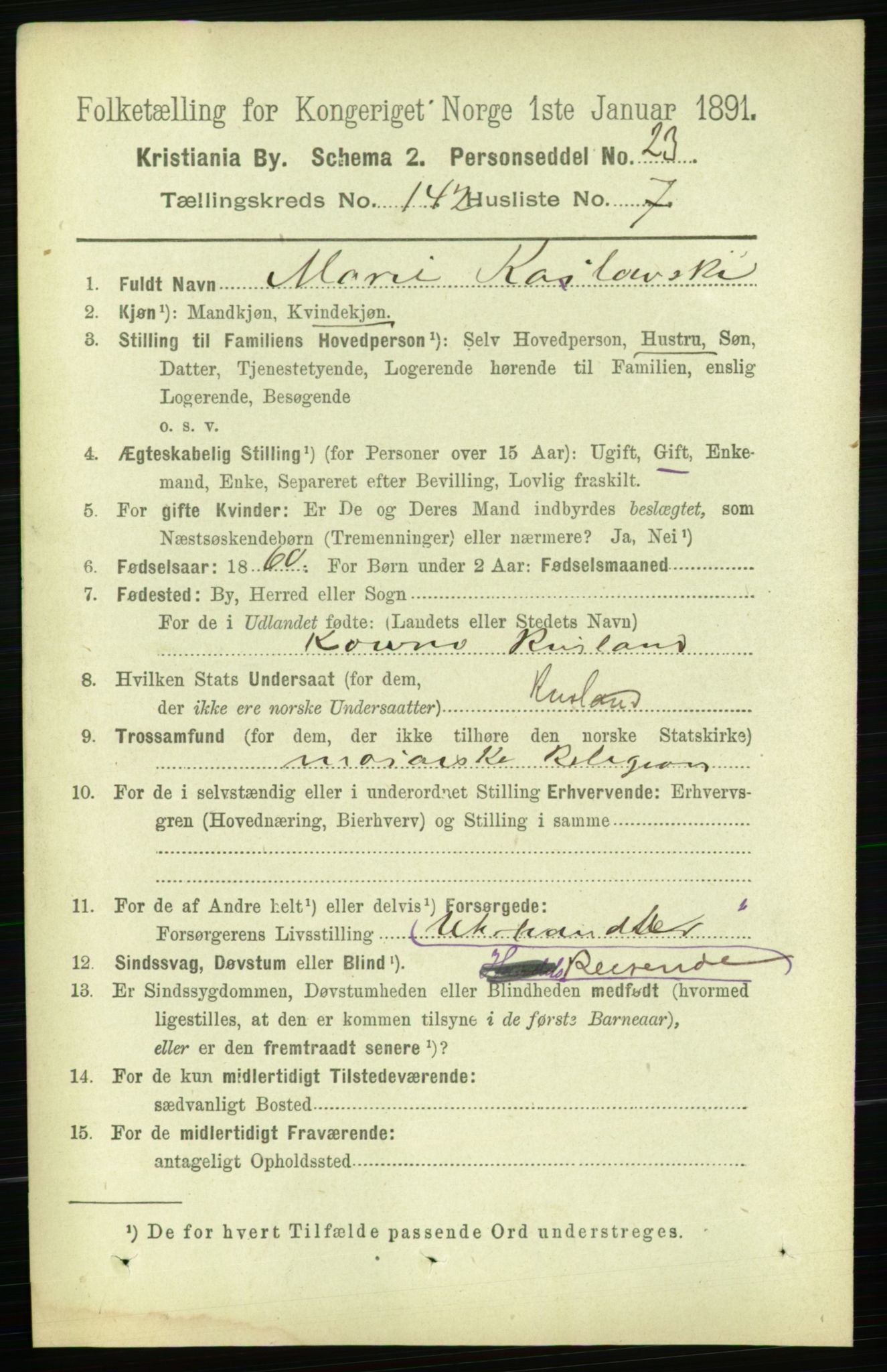 RA, 1891 census for 0301 Kristiania, 1891, p. 78624