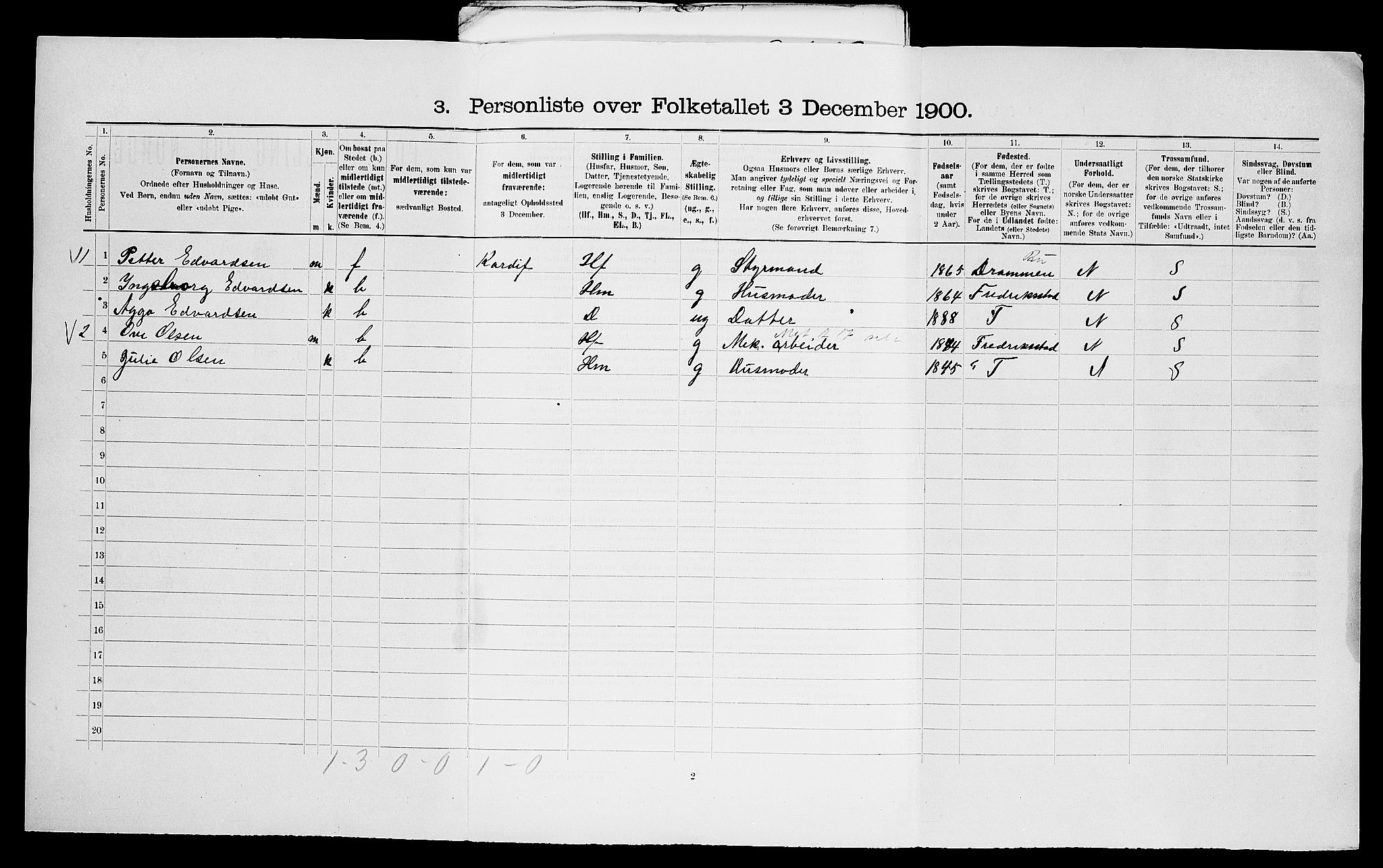 SAO, 1900 census for Glemmen, 1900, p. 69