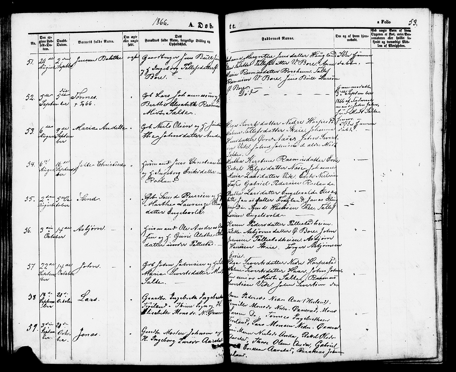 Klepp sokneprestkontor, AV/SAST-A-101803/001/3/30BB/L0002: Parish register (copy) no. B 2, 1860-1875, p. 53