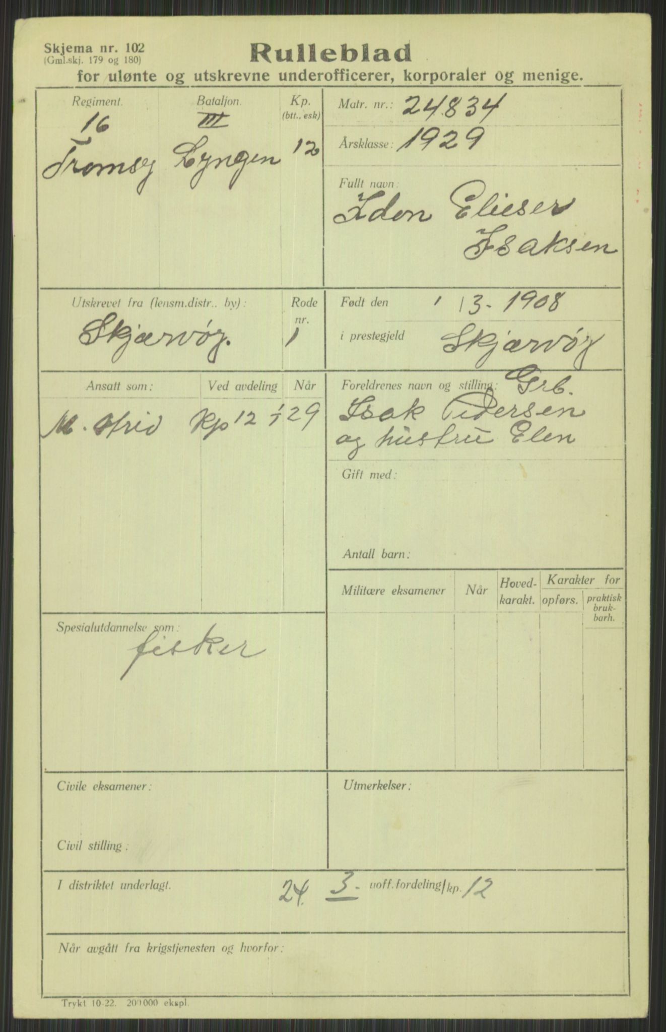 Forsvaret, Troms infanteriregiment nr. 16, AV/RA-RAFA-3146/P/Pa/L0013/0004: Rulleblad / Rulleblad for regimentets menige mannskaper, årsklasse 1929, 1929, p. 477