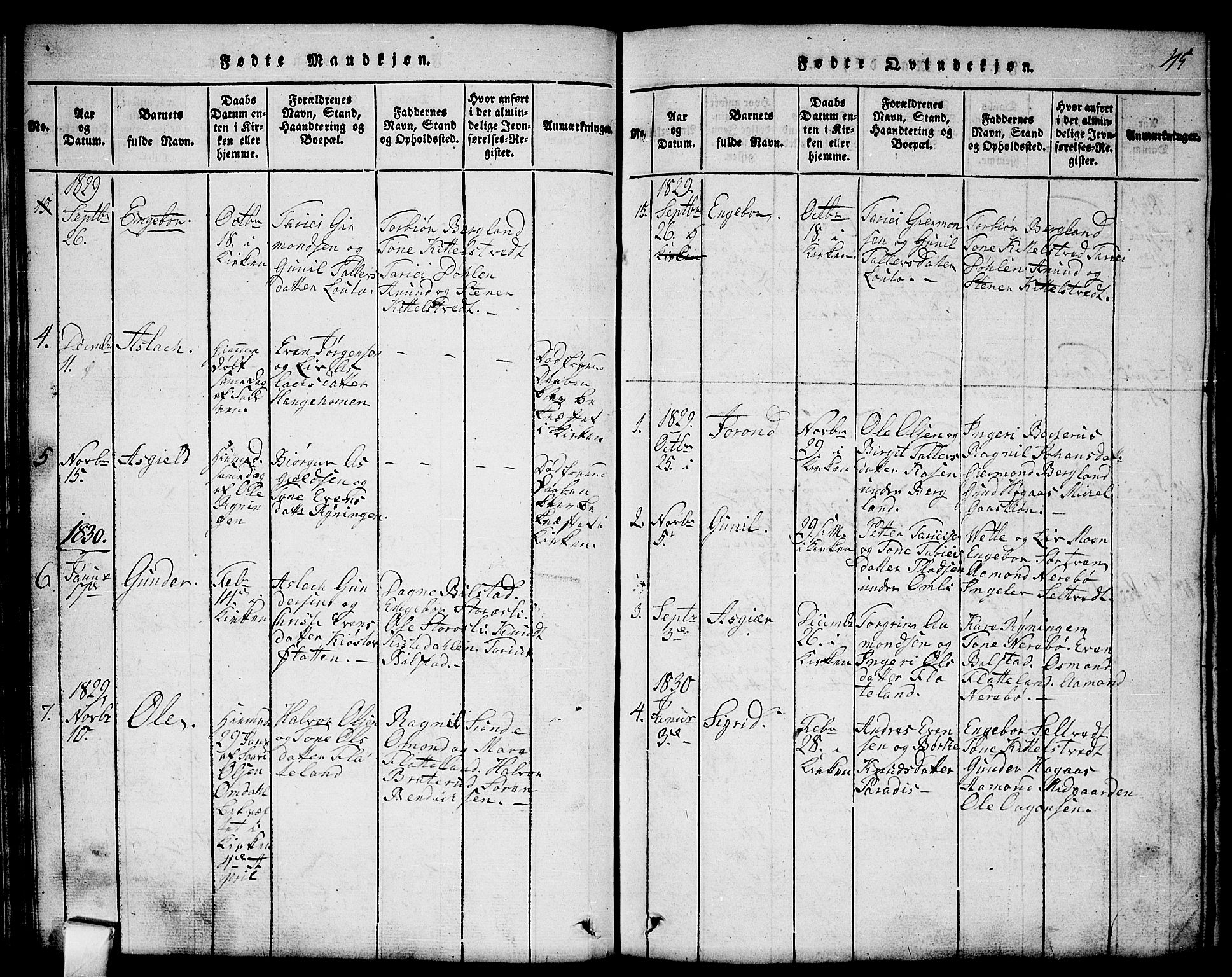 Mo kirkebøker, SAKO/A-286/G/Gb/L0001: Parish register (copy) no. II 1, 1814-1843, p. 45
