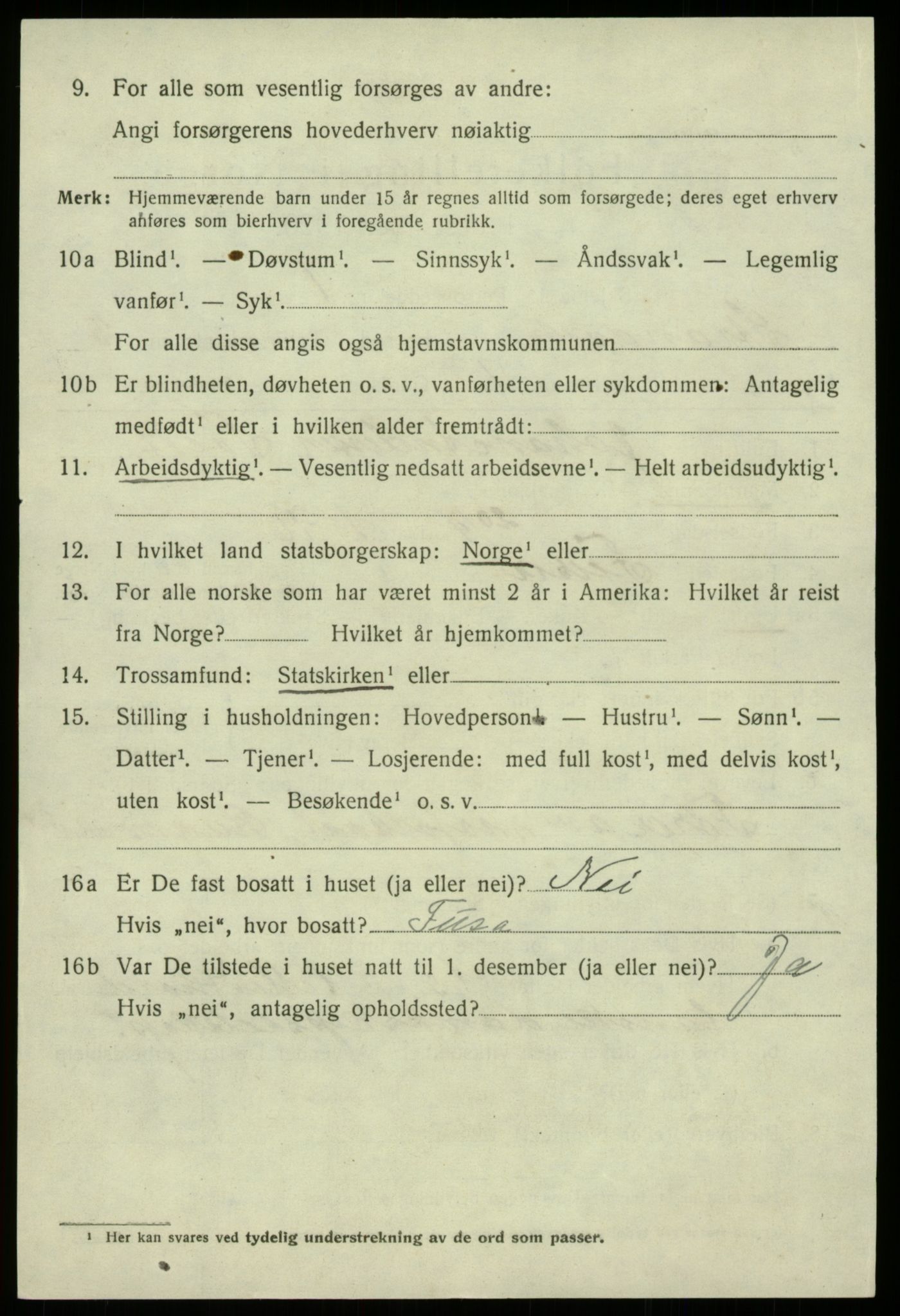 SAB, 1920 census for Strandvik, 1920, p. 2237