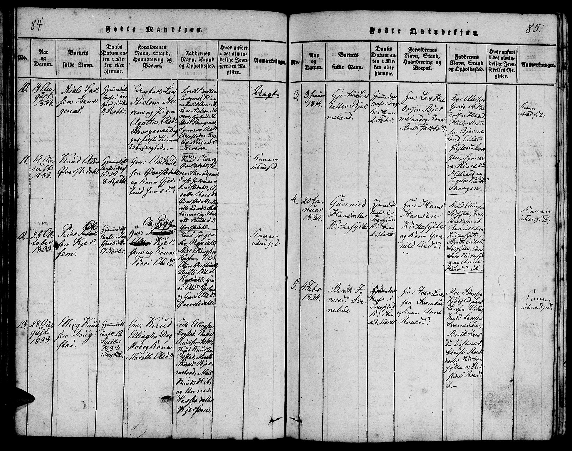 Ministerialprotokoller, klokkerbøker og fødselsregistre - Møre og Romsdal, AV/SAT-A-1454/541/L0544: Parish register (official) no. 541A01, 1818-1847, p. 84-85