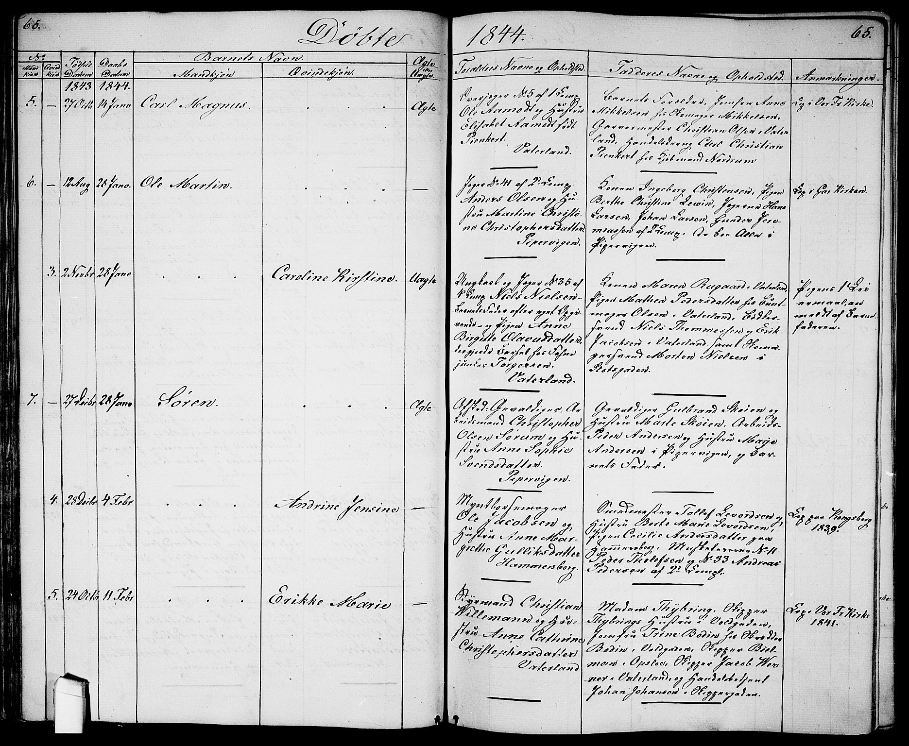 Garnisonsmenigheten Kirkebøker, SAO/A-10846/G/Ga/L0005: Parish register (copy) no. 5, 1841-1860, p. 65