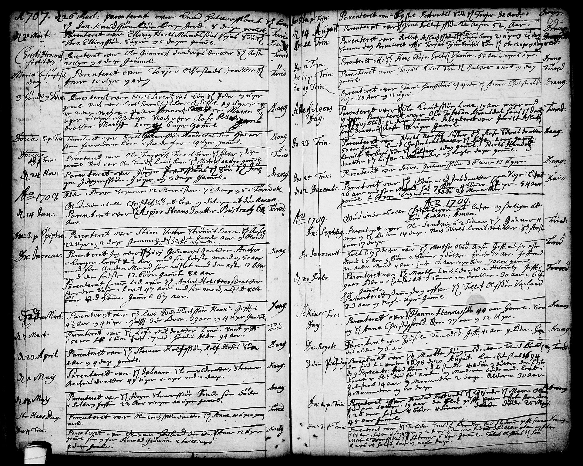 Drangedal kirkebøker, SAKO/A-258/F/Fa/L0001: Parish register (official) no. 1, 1697-1767, p. 69