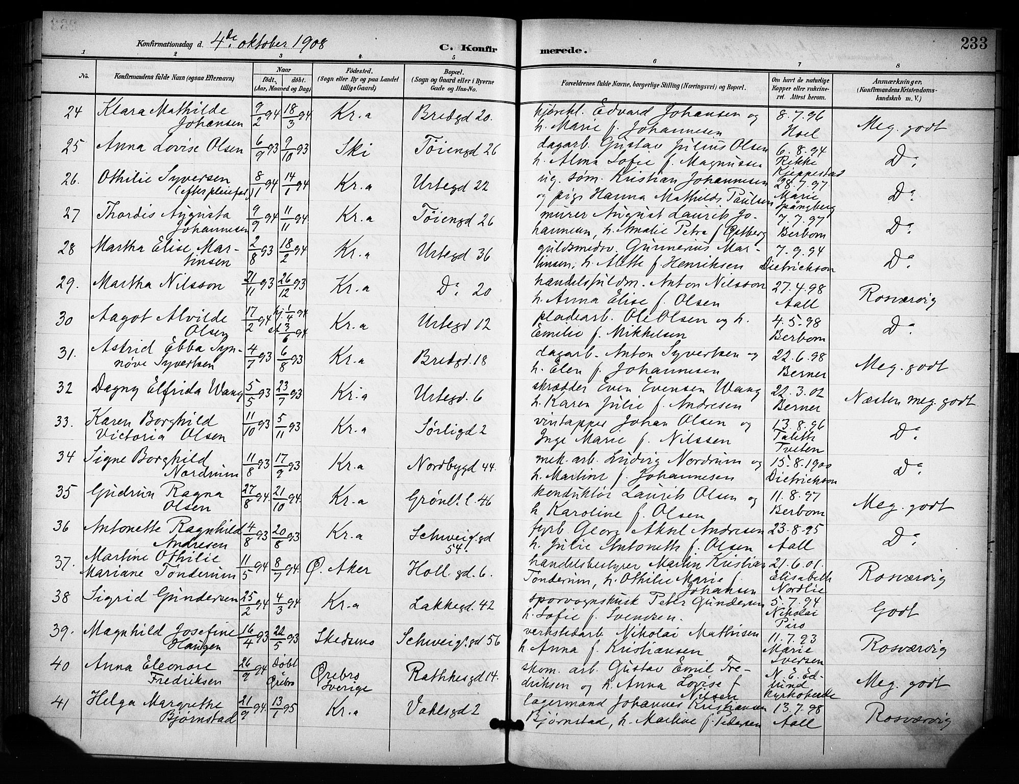 Grønland prestekontor Kirkebøker, SAO/A-10848/F/Fa/L0015: Parish register (official) no. 15, 1899-1919, p. 233