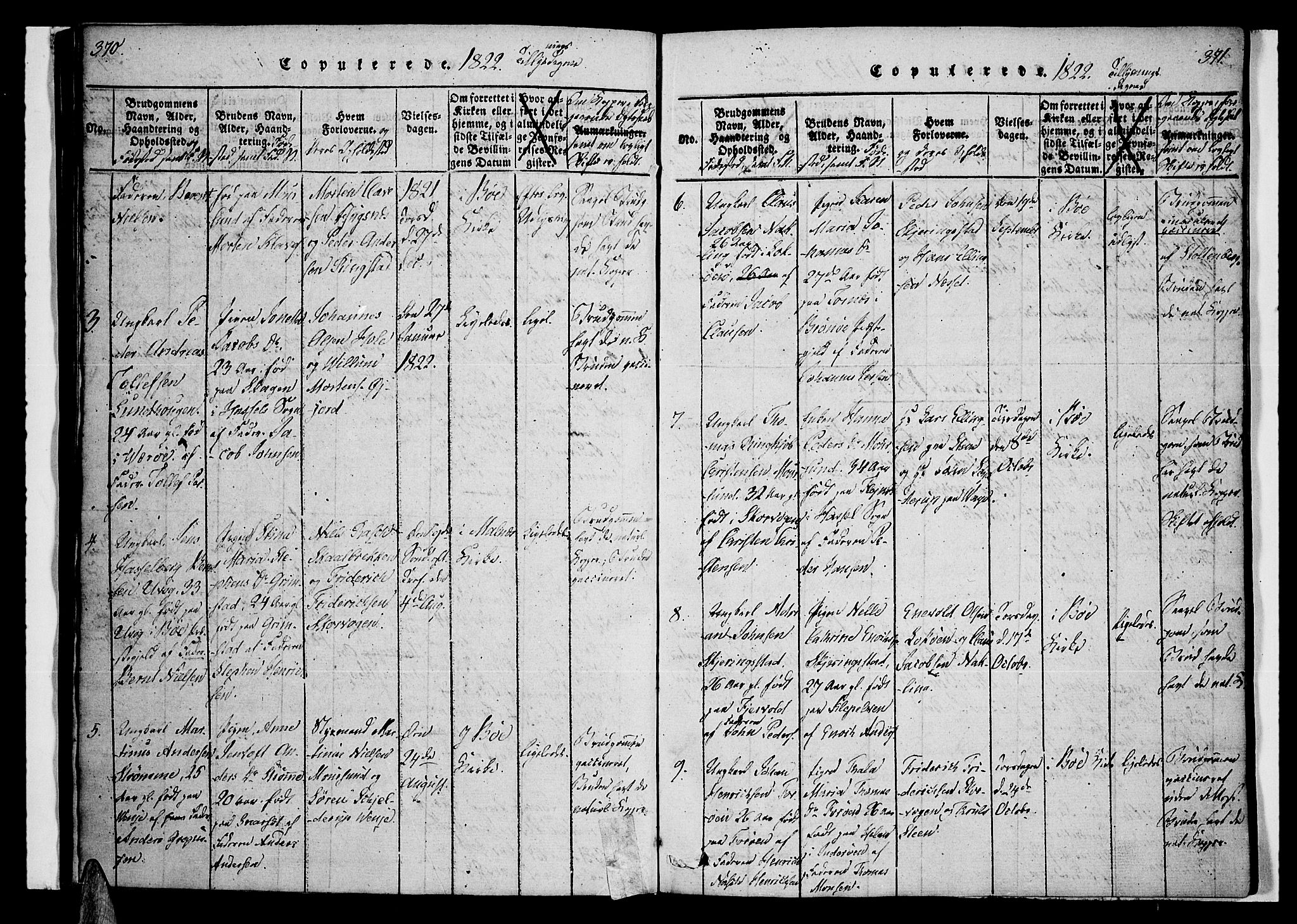 Ministerialprotokoller, klokkerbøker og fødselsregistre - Nordland, SAT/A-1459/891/L1298: Parish register (official) no. 891A03, 1820-1840, p. 370-371