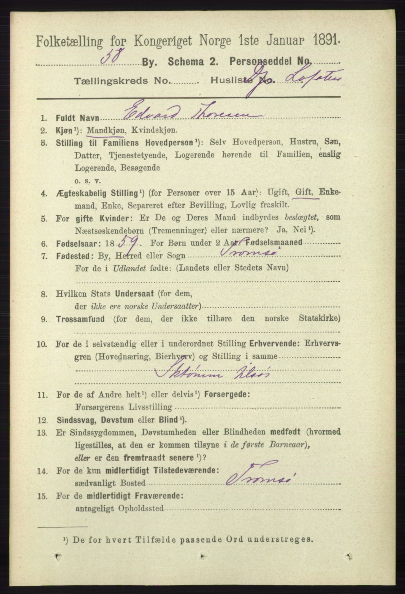 RA, 1891 census for 1902 Tromsø, 1891, p. 7484