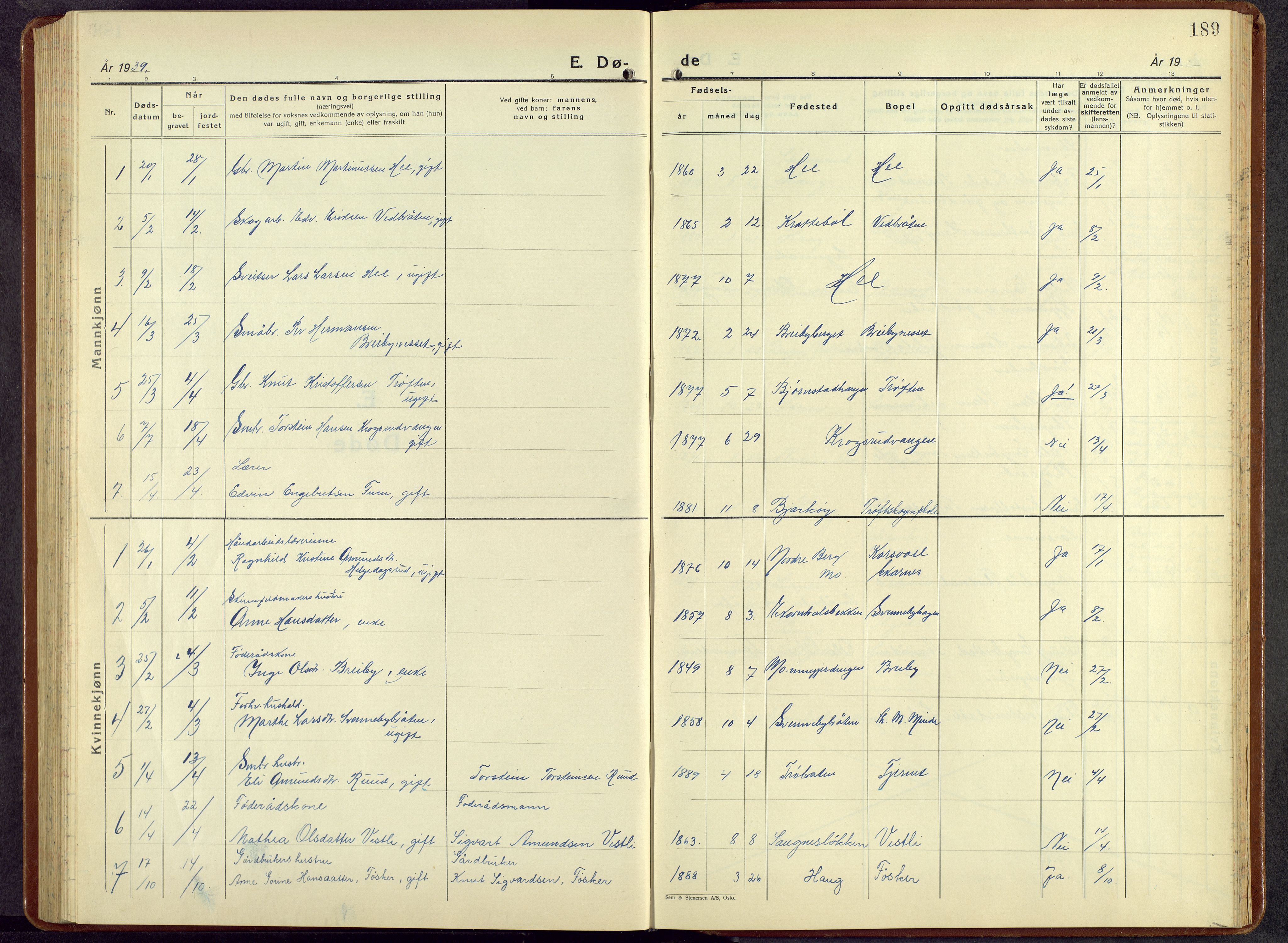 Nord-Odal prestekontor, AV/SAH-PREST-032/H/Ha/Hab/L0007: Parish register (copy) no. 7, 1939-1957, p. 189