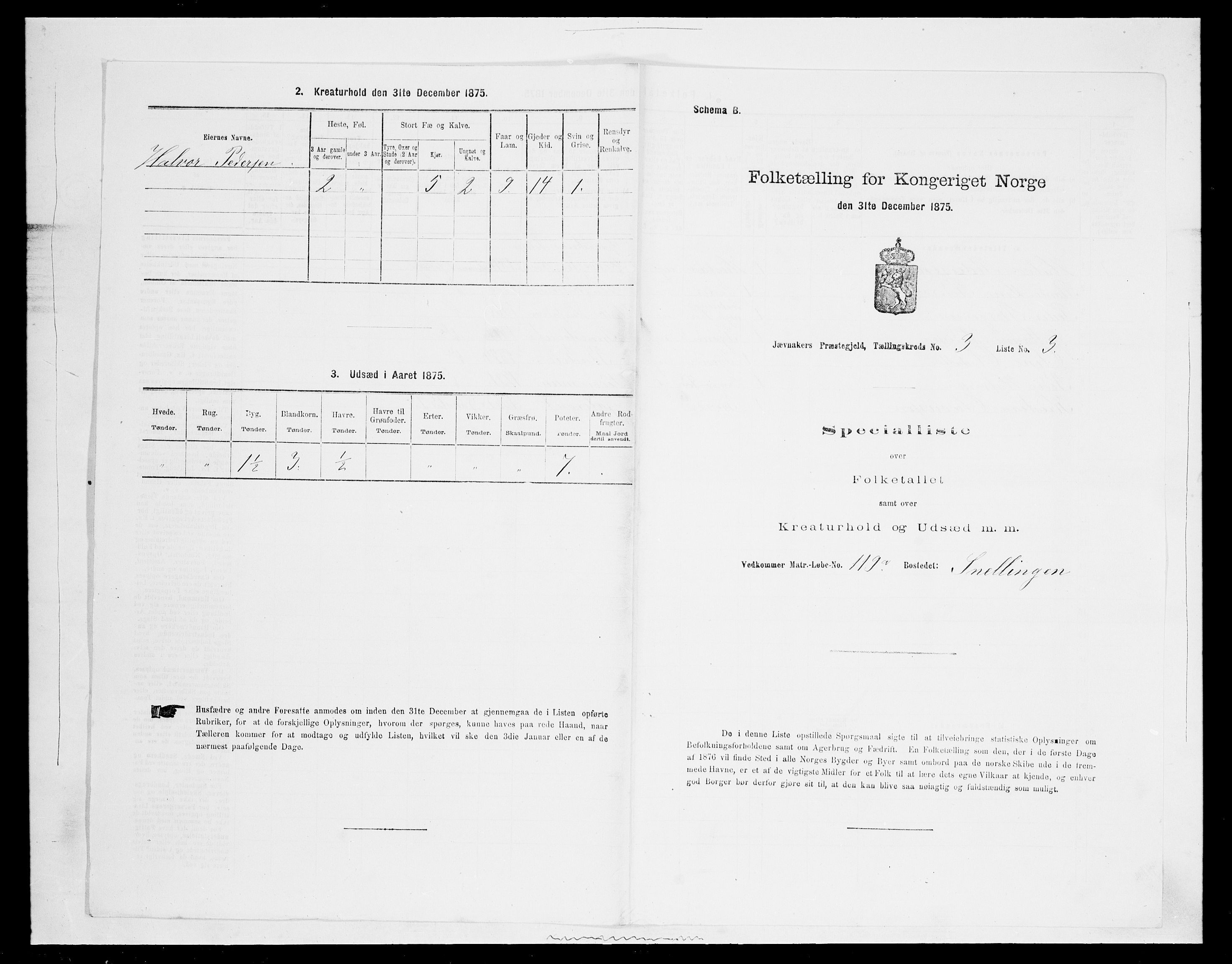 SAH, 1875 census for 0532P Jevnaker, 1875, p. 429