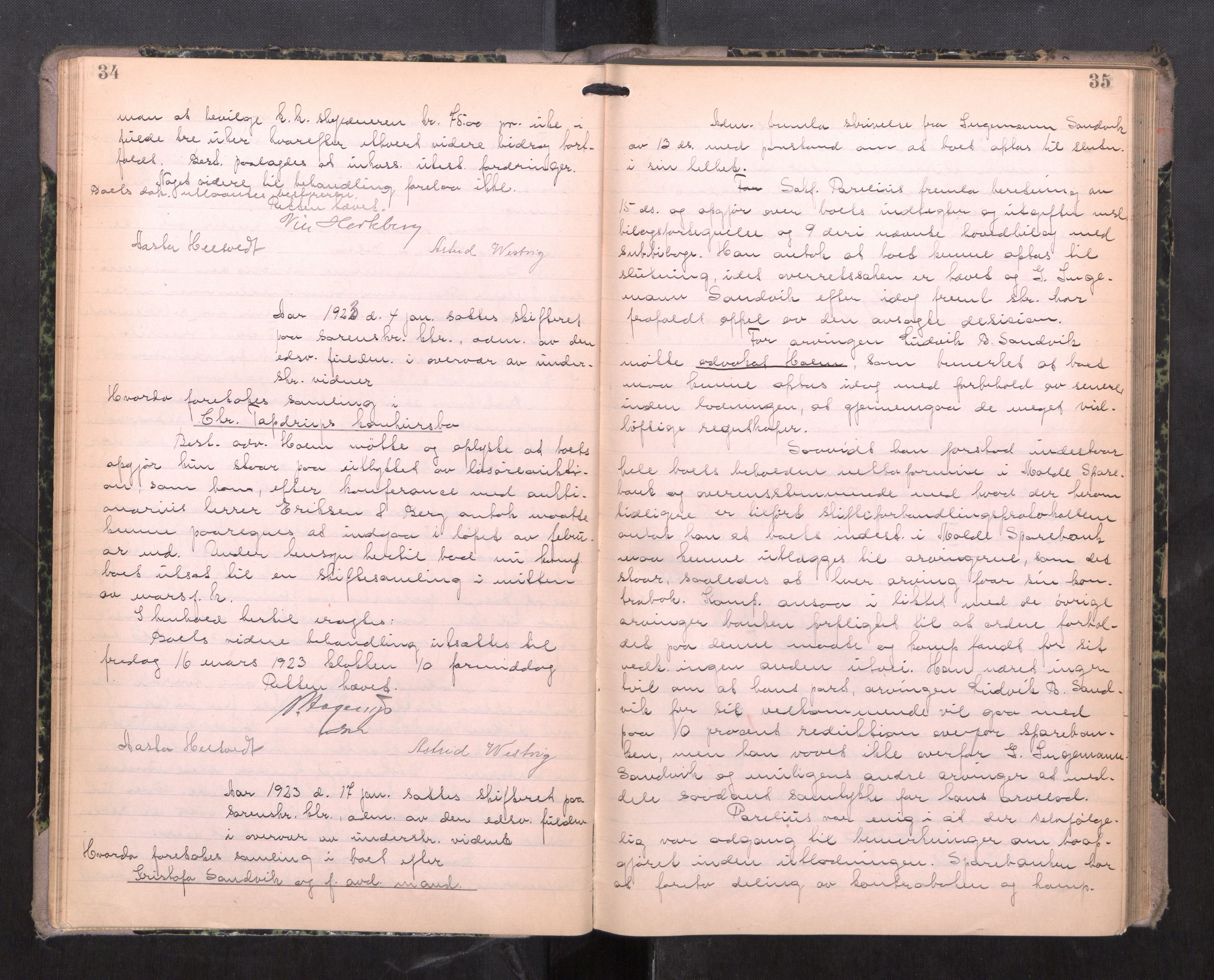 Romsdal sorenskriveri, AV/SAT-A-4149/1/3/3B/L0009: Skiftebehandlingsprotokoll, 1922-1928, p. 34-35