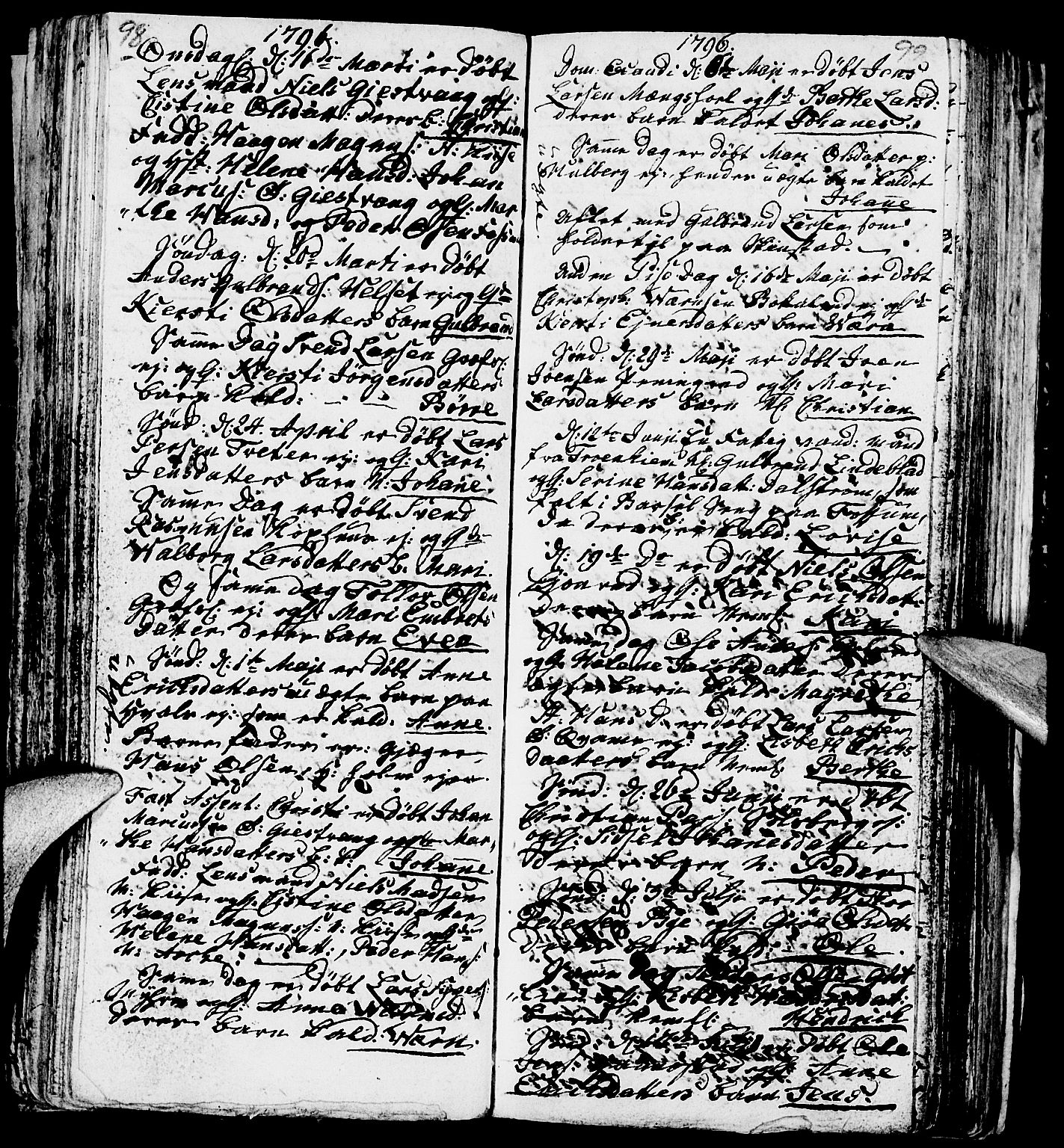 Nes prestekontor, Hedmark, AV/SAH-PREST-020/L/La/L0002: Parish register (copy) no. 2, 1785-1813, p. 98-99