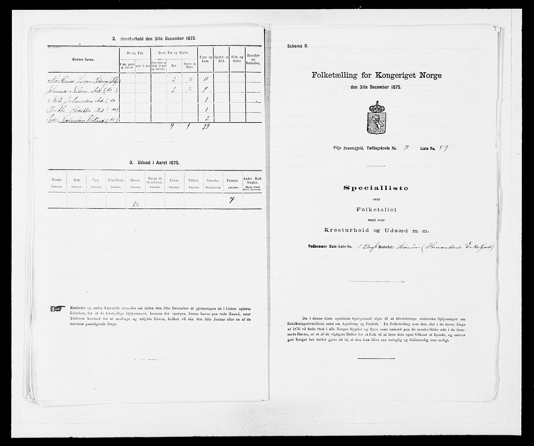 SAB, 1875 census for 1222P Fitjar, 1875, p. 441