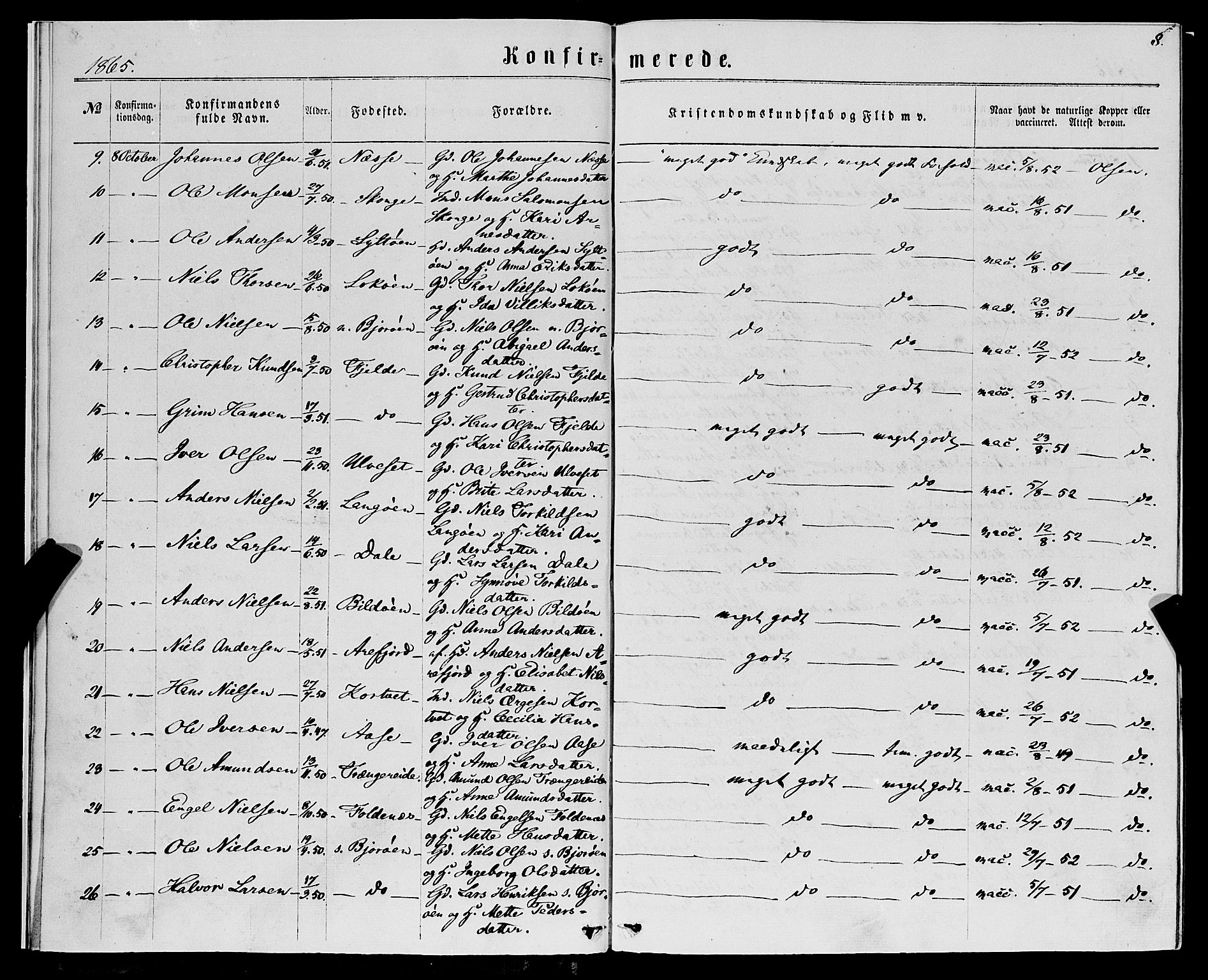 Fjell sokneprestembete, SAB/A-75301/H/Haa: Parish register (official) no. A 5, 1864-1877, p. 8