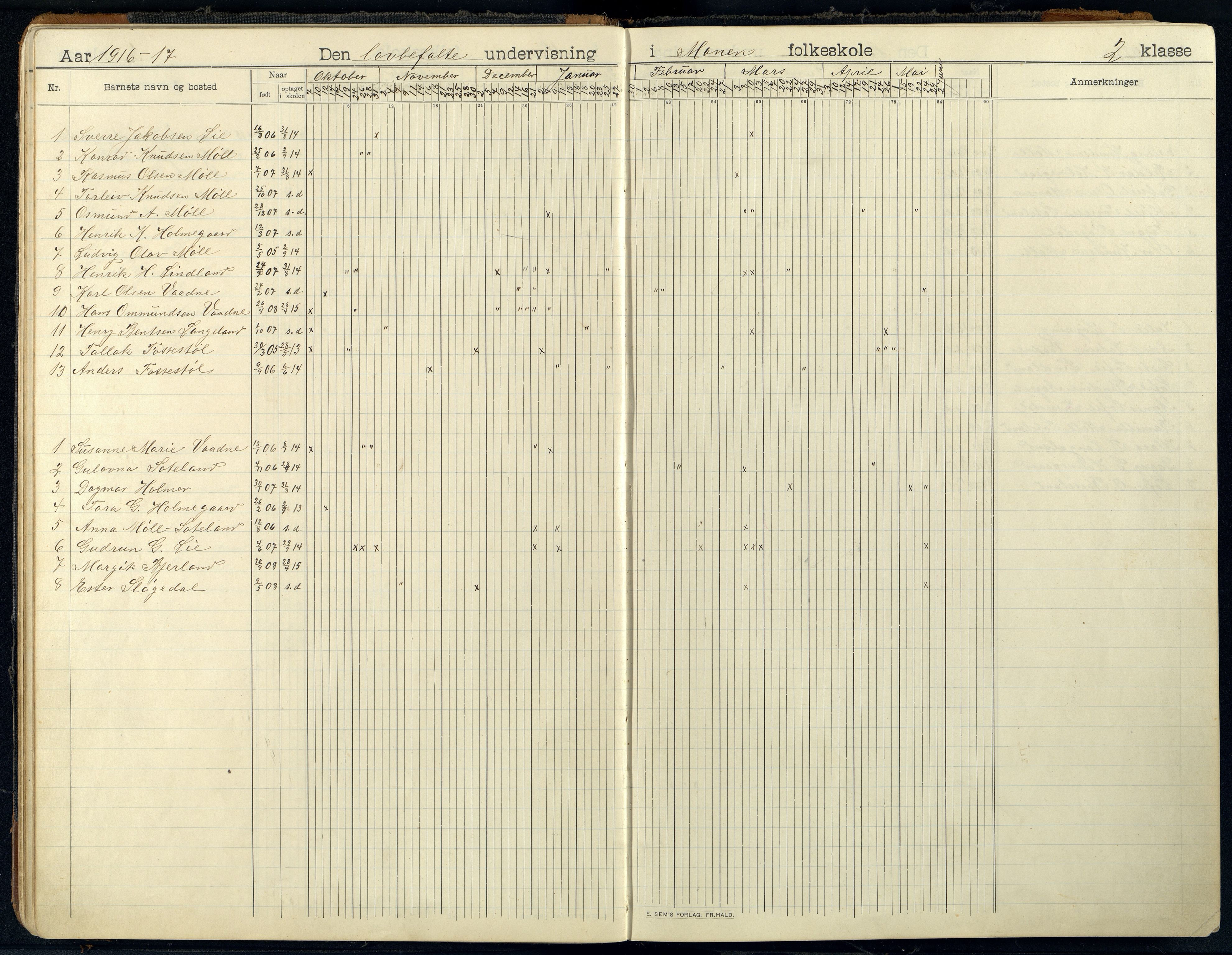 Holum kommune - Monen Skole, IKAV/1002HO551/I/L0002: Dagbok, 1908-1951, p. 28b-29a