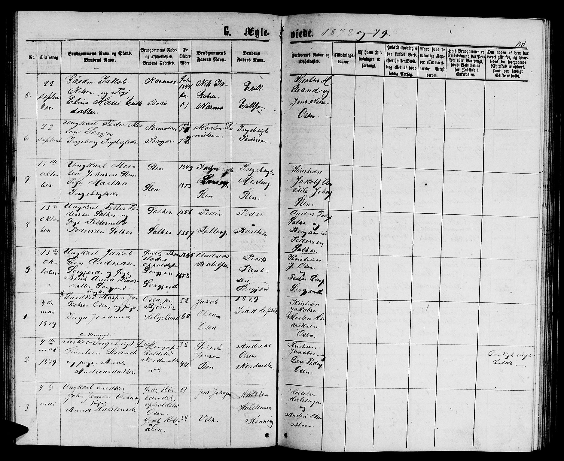 Ministerialprotokoller, klokkerbøker og fødselsregistre - Sør-Trøndelag, SAT/A-1456/658/L0725: Parish register (copy) no. 658C01, 1867-1882, p. 150