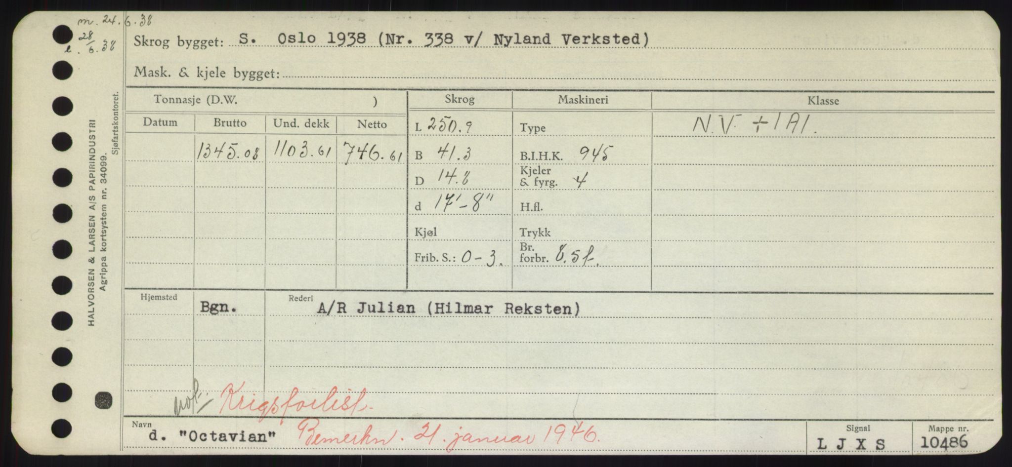 Sjøfartsdirektoratet med forløpere, Skipsmålingen, RA/S-1627/H/Hd/L0028: Fartøy, O, p. 89