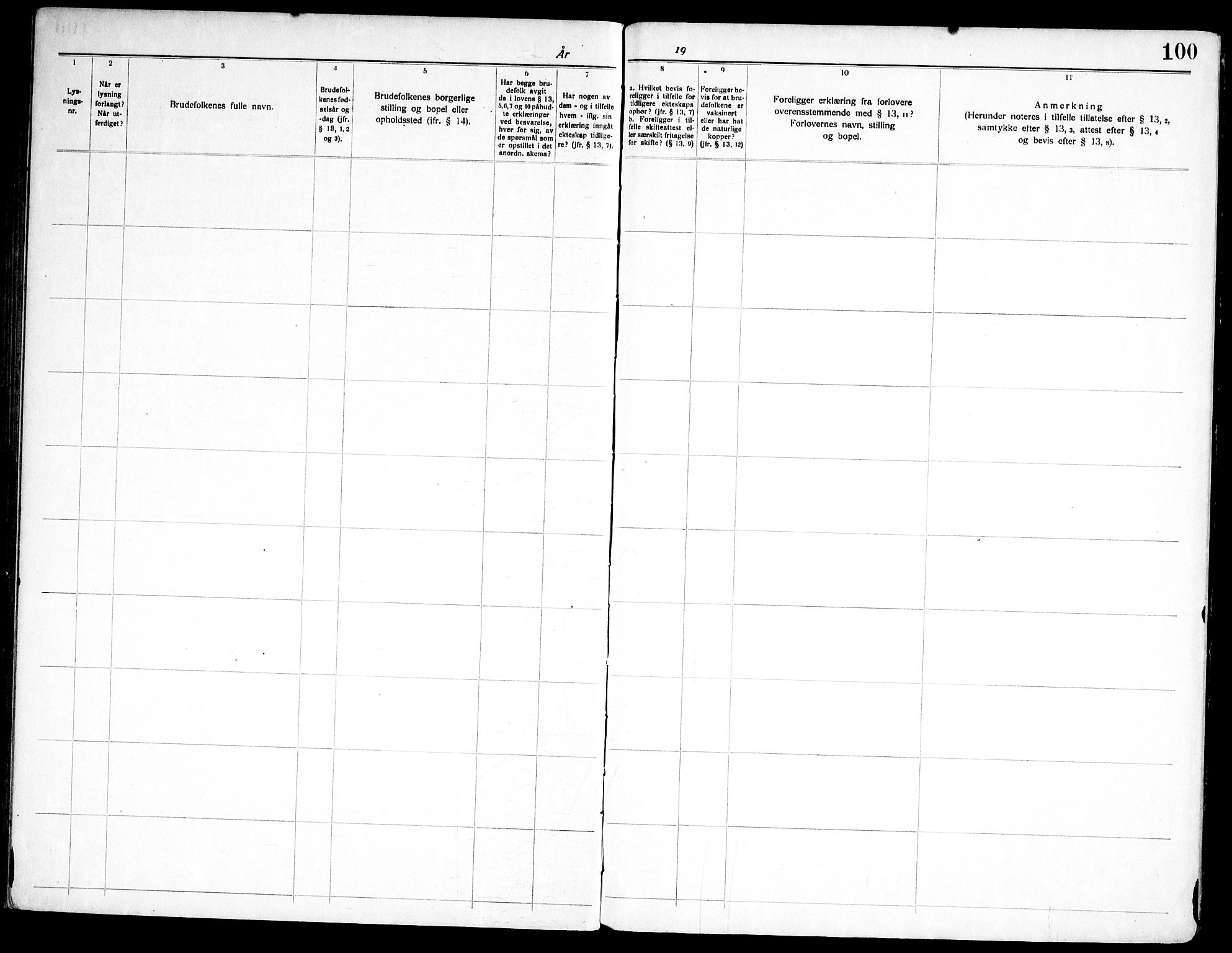 Spydeberg prestekontor Kirkebøker, AV/SAO-A-10924/H/Ha/L0001: Banns register no. 1, 1919-1966, p. 100