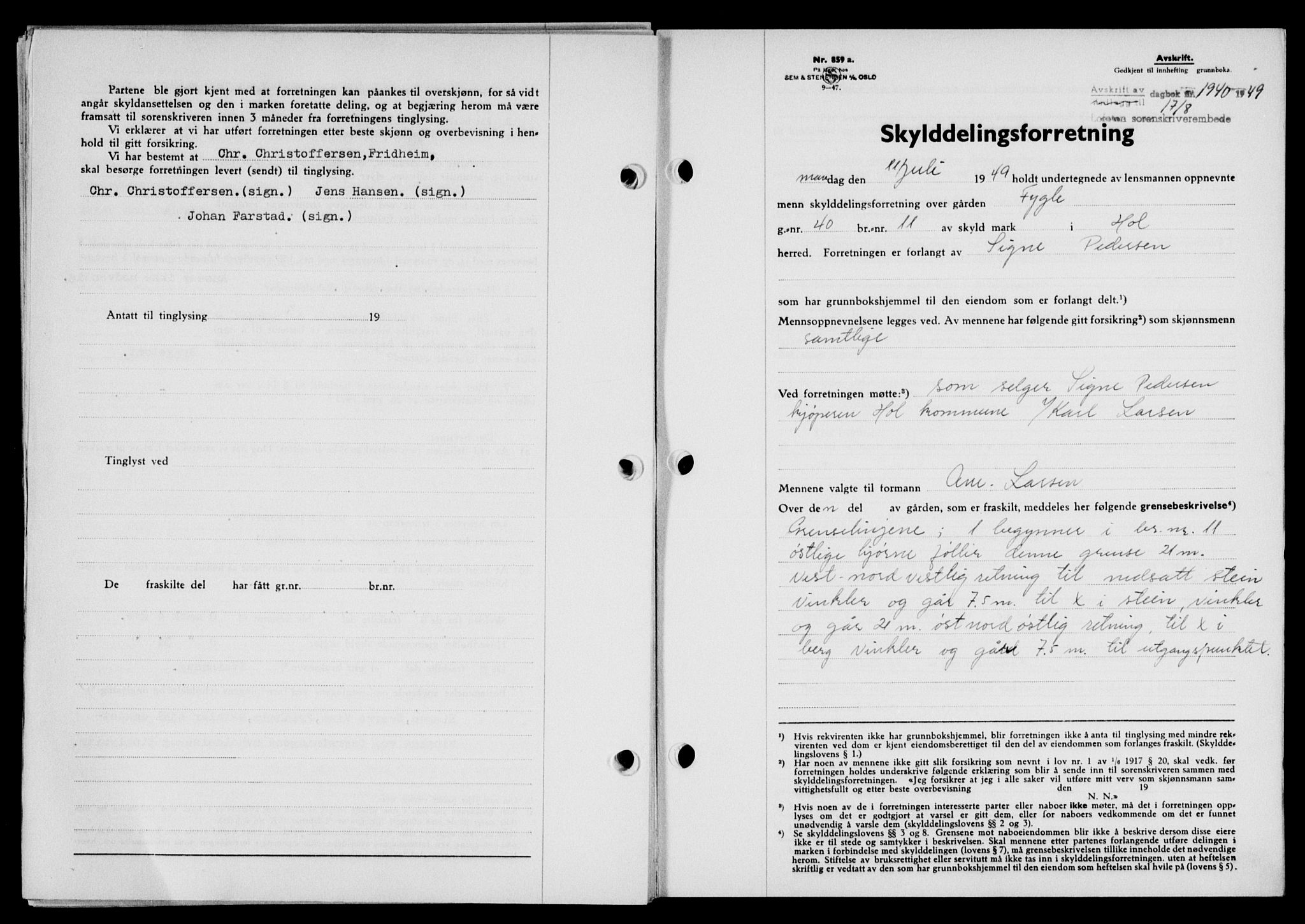 Lofoten sorenskriveri, SAT/A-0017/1/2/2C/L0021a: Mortgage book no. 21a, 1949-1949, Diary no: : 1940/1949
