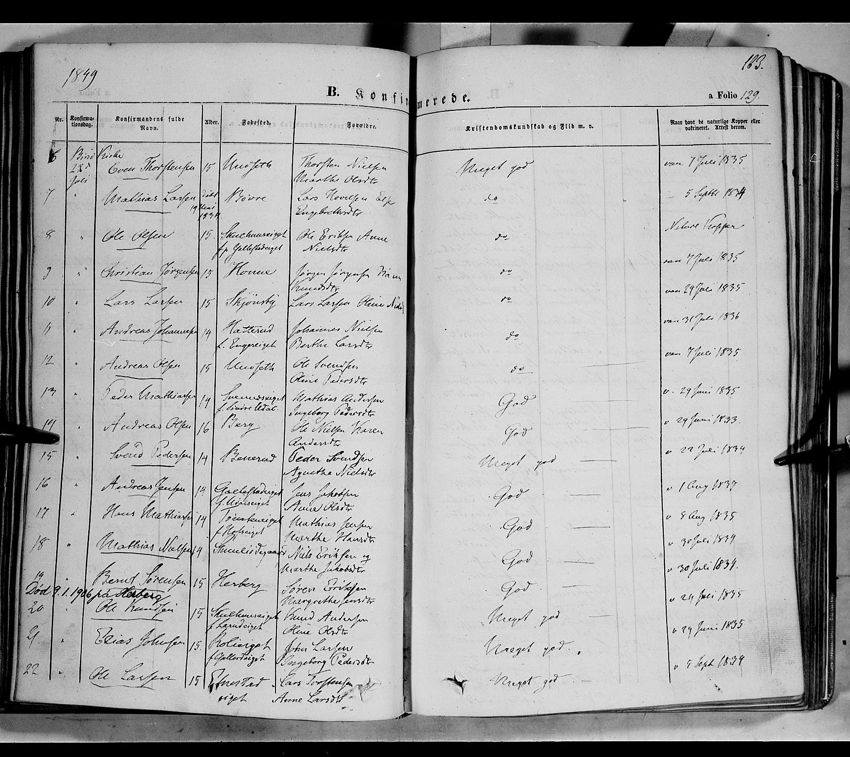 Biri prestekontor, SAH/PREST-096/H/Ha/Haa/L0005: Parish register (official) no. 5, 1843-1854, p. 163