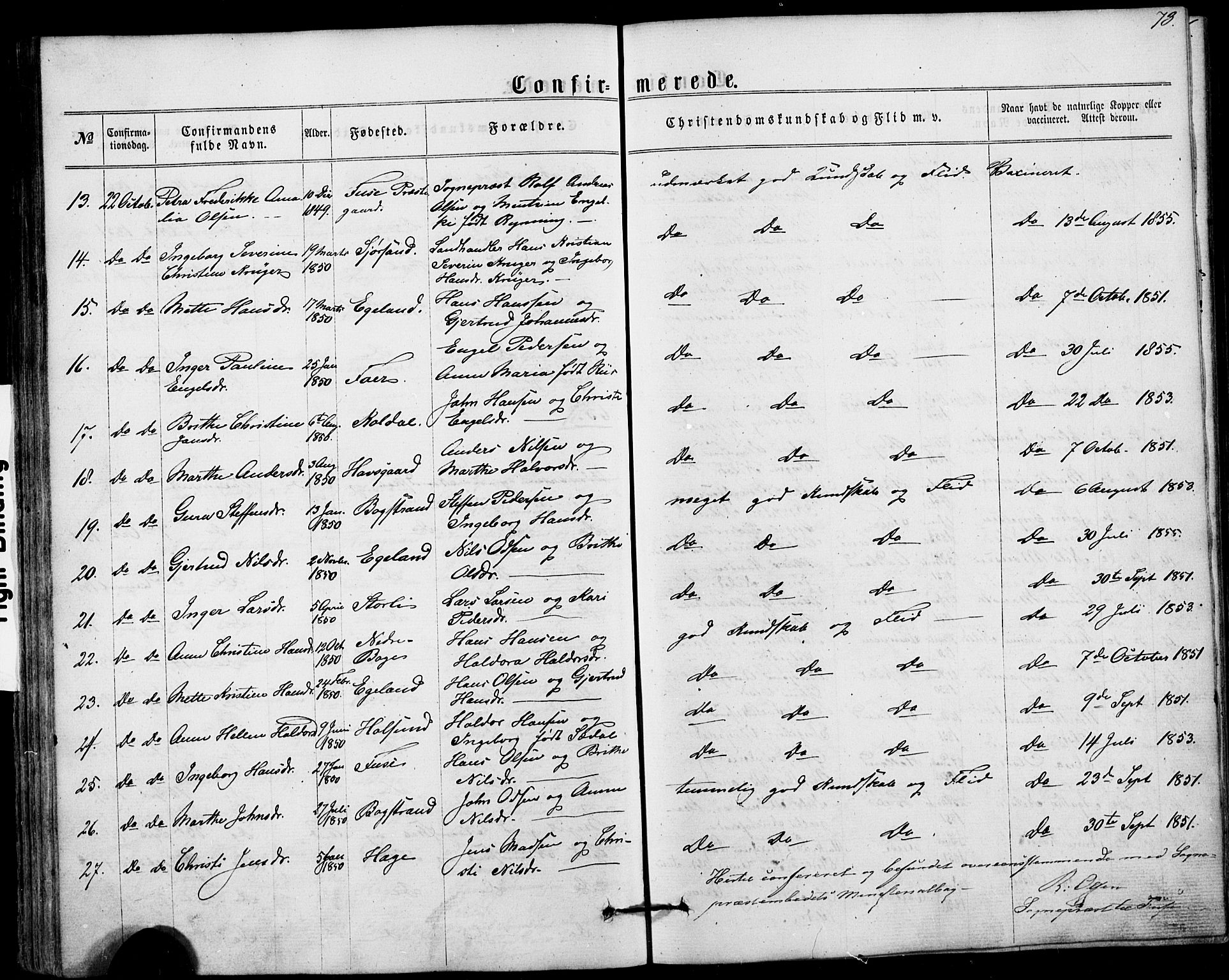 Fusa sokneprestembete, SAB/A-75401/H/Hab: Parish register (copy) no. A 1, 1861-1894, p. 73
