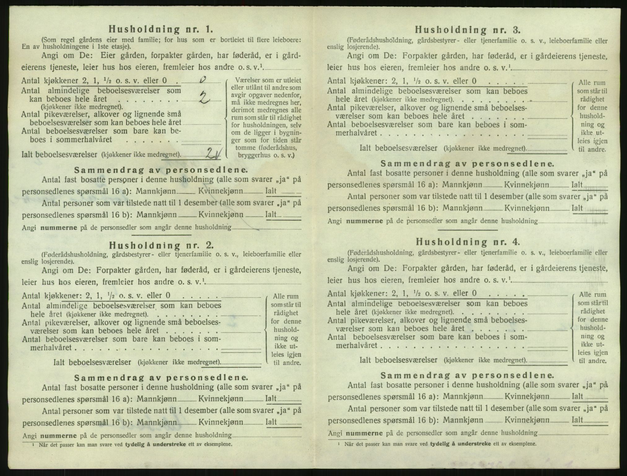 SAK, 1920 census for Bygland, 1920, p. 110