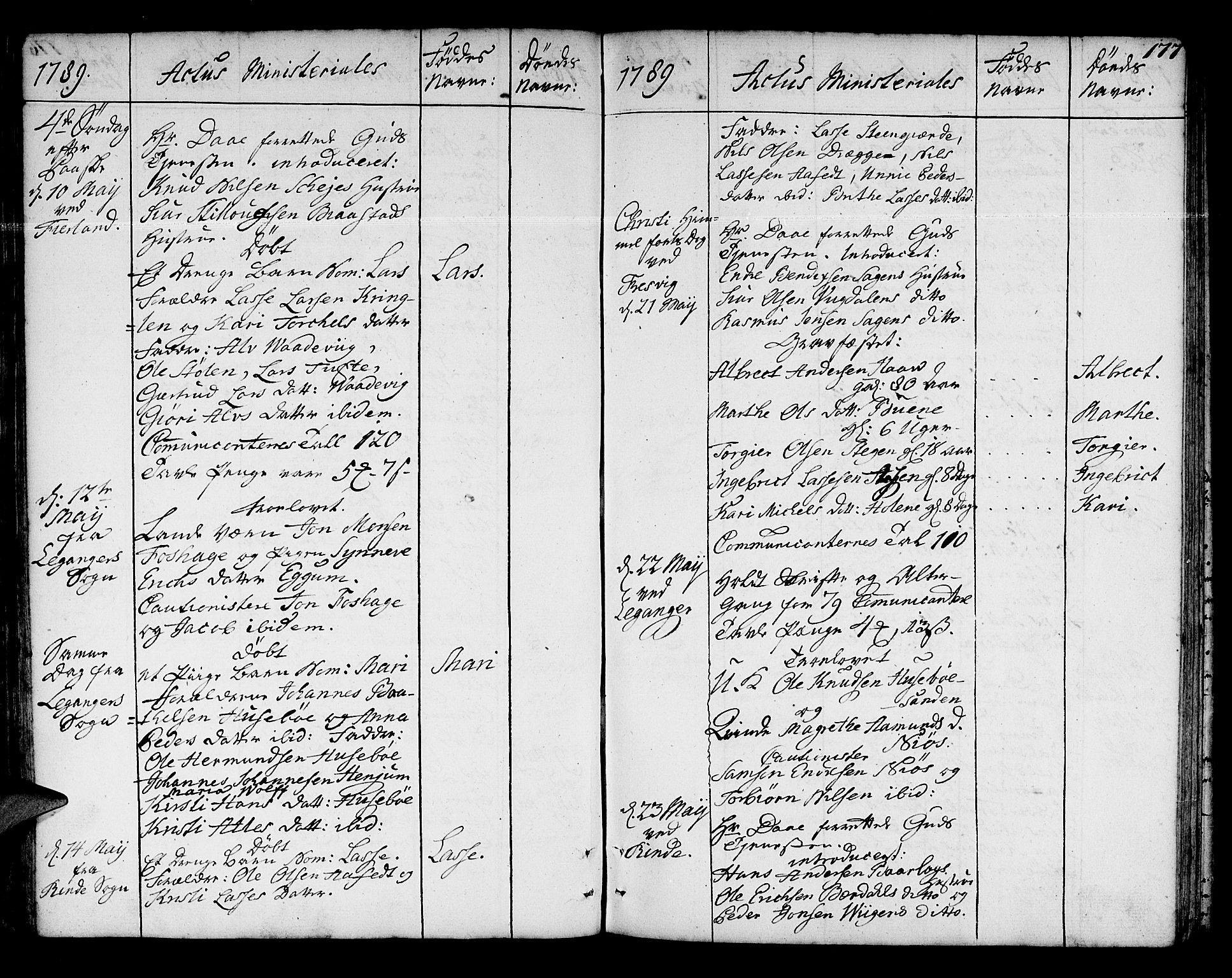 Leikanger sokneprestembete, AV/SAB-A-81001/H/Haa/Haaa/L0004: Parish register (official) no. A 4, 1770-1791, p. 177