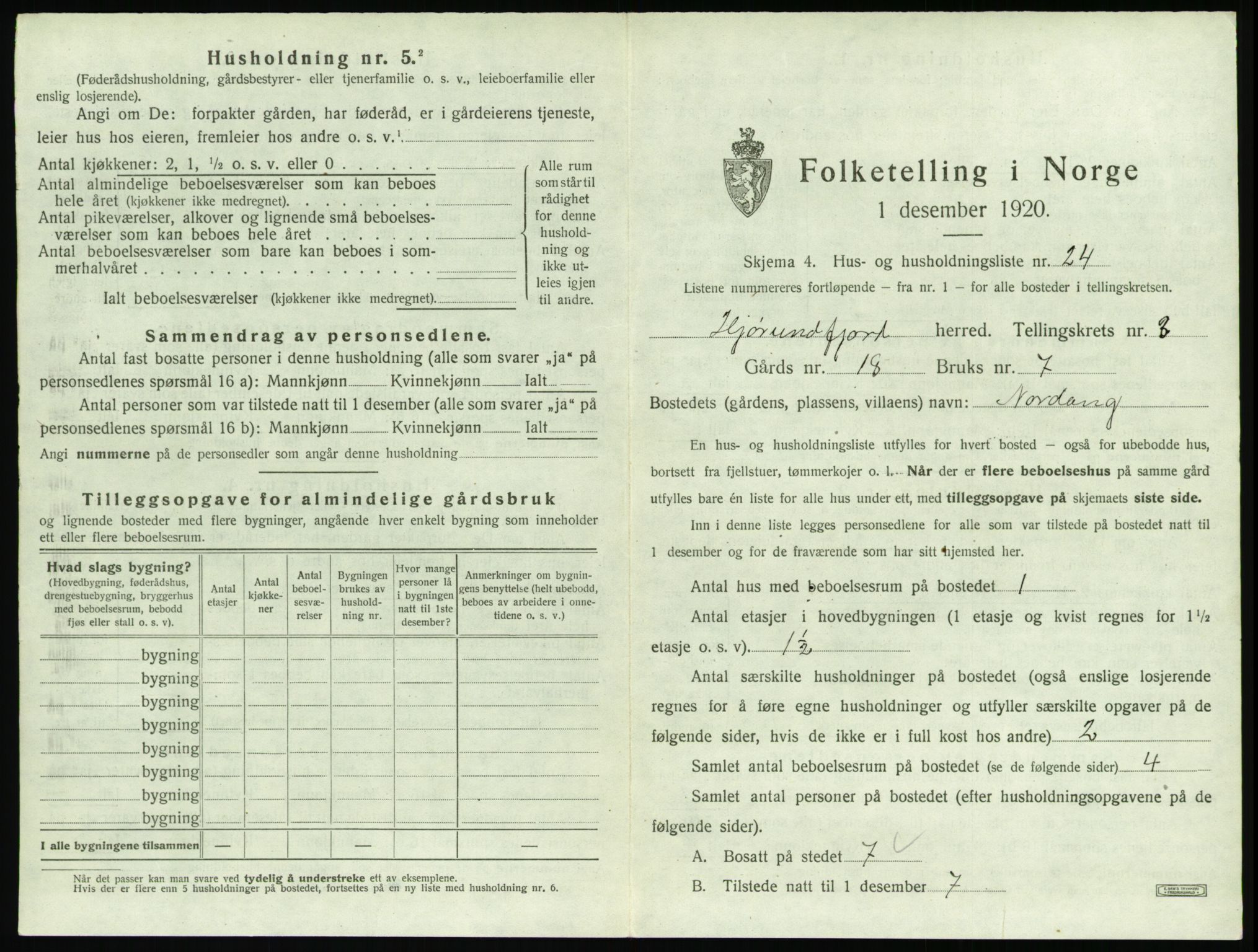 SAT, 1920 census for Hjørundfjord, 1920, p. 171